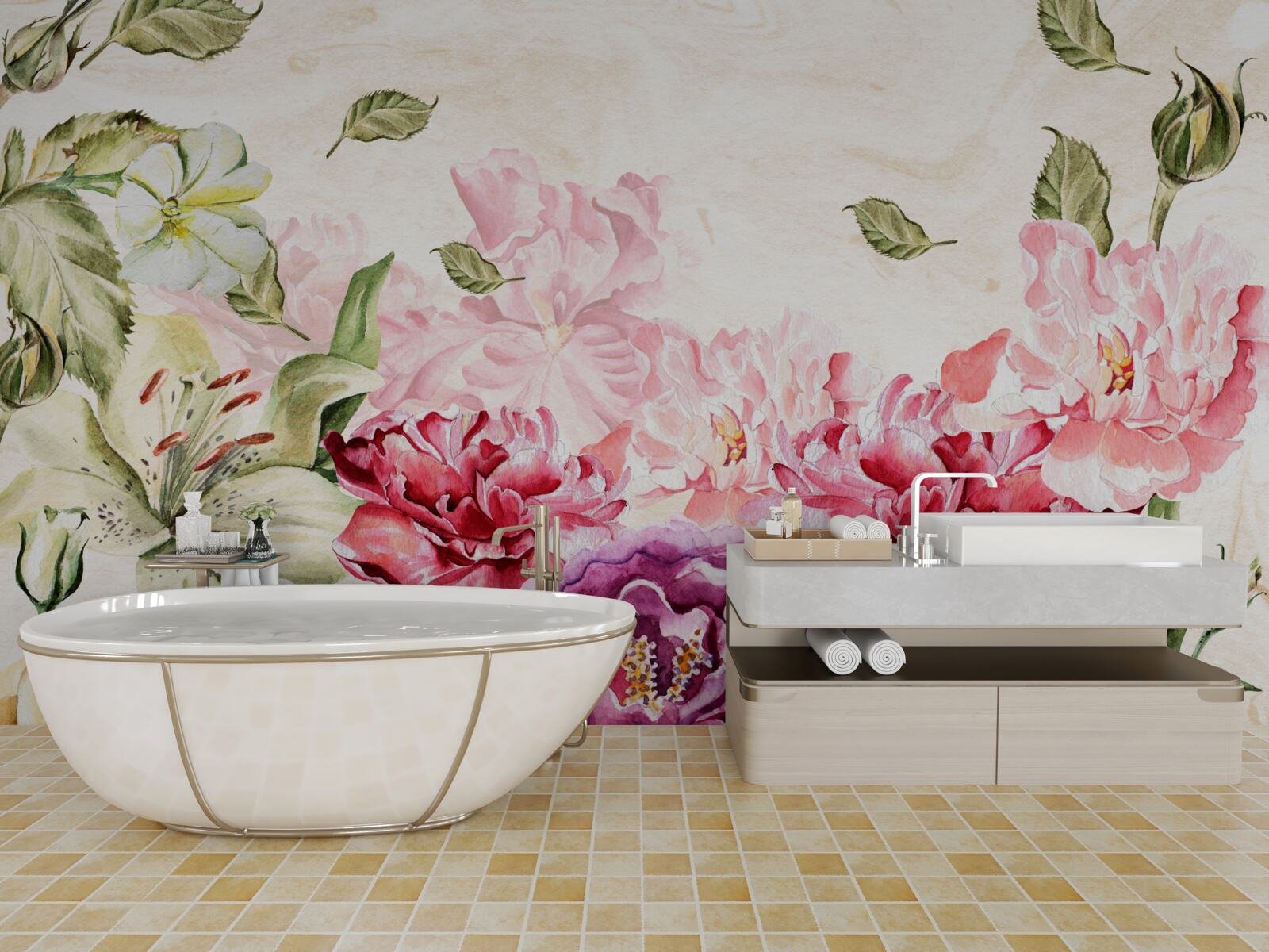 Papier peint des fleurs aux teintes riches et pittoresques