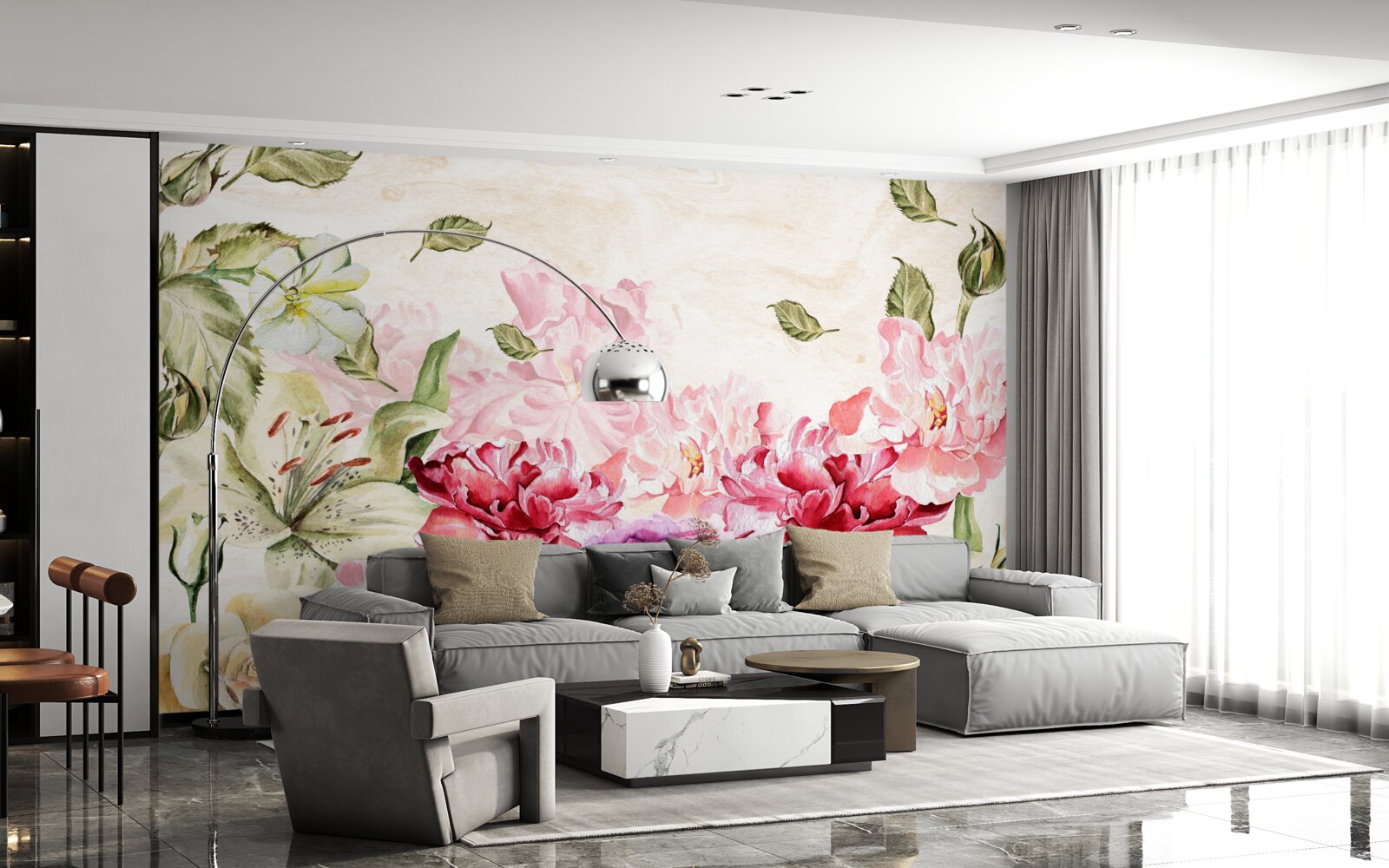 Papier peint des fleurs aux teintes riches et pittoresques