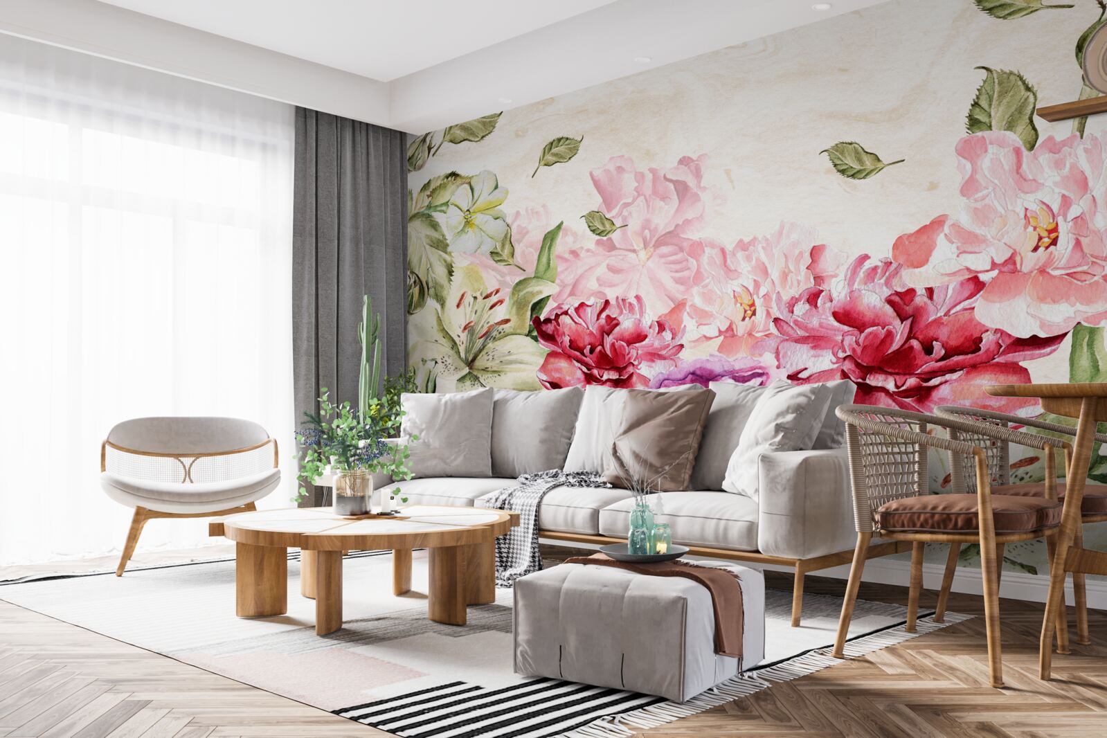 Papier peint des fleurs aux teintes riches et pittoresques