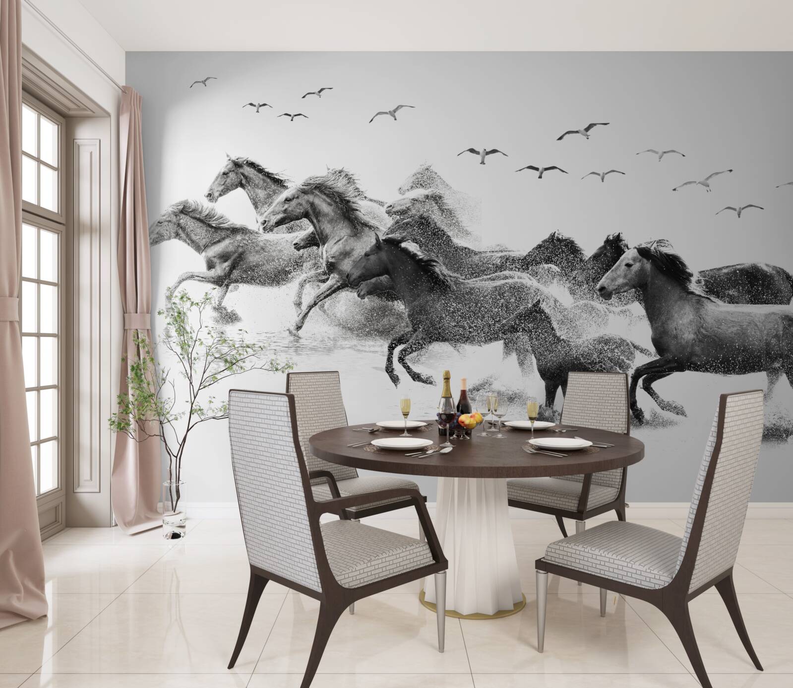 Papier peint de nombreux chevaux au galop