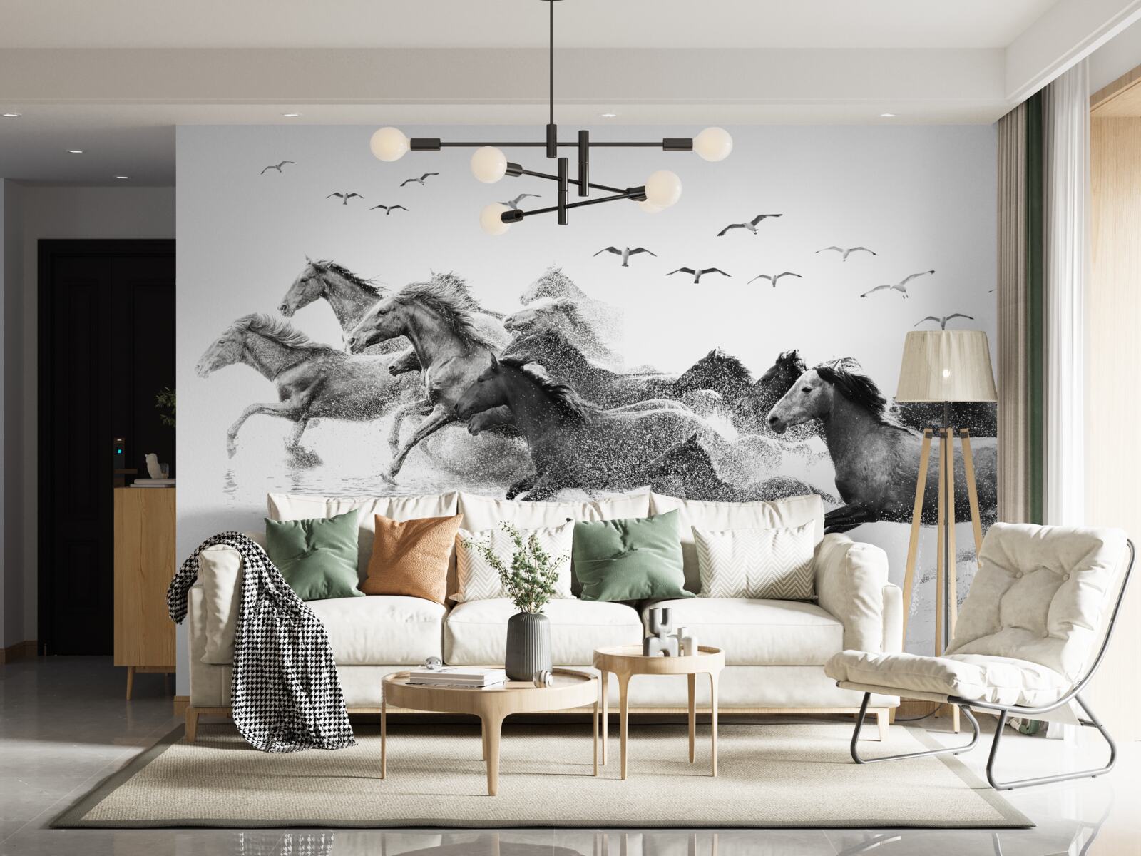 Papier peint de nombreux chevaux au galop