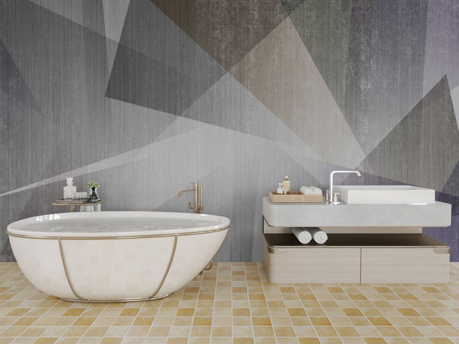 Papier peint fond avec des formes géométriques dans un style abstrait