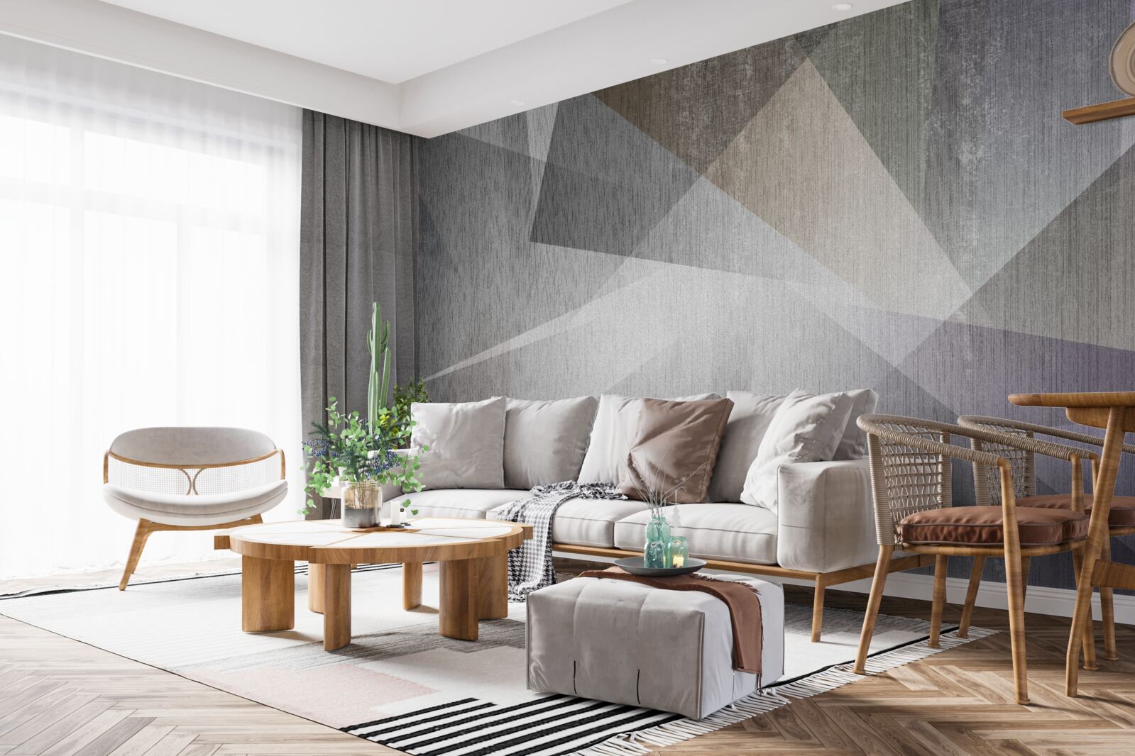 Papier peint fond avec des formes géométriques dans un style abstrait