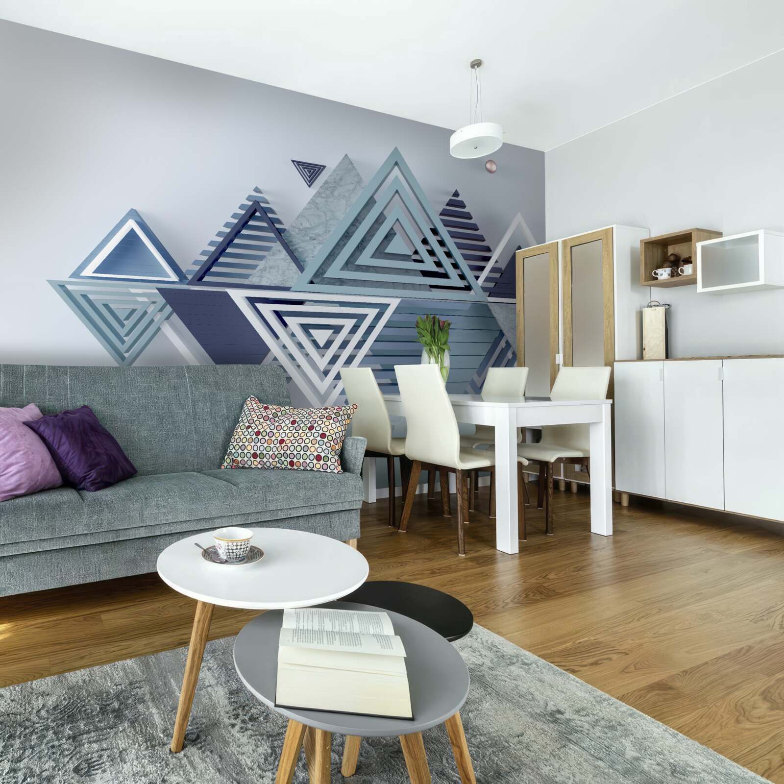 Papier peint formes triangulaires tridimensionnelles modernes