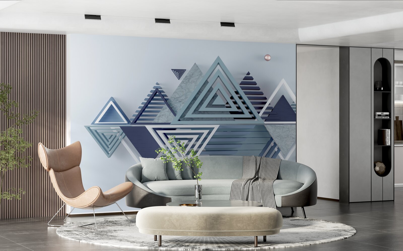 Papier peint formes triangulaires tridimensionnelles modernes