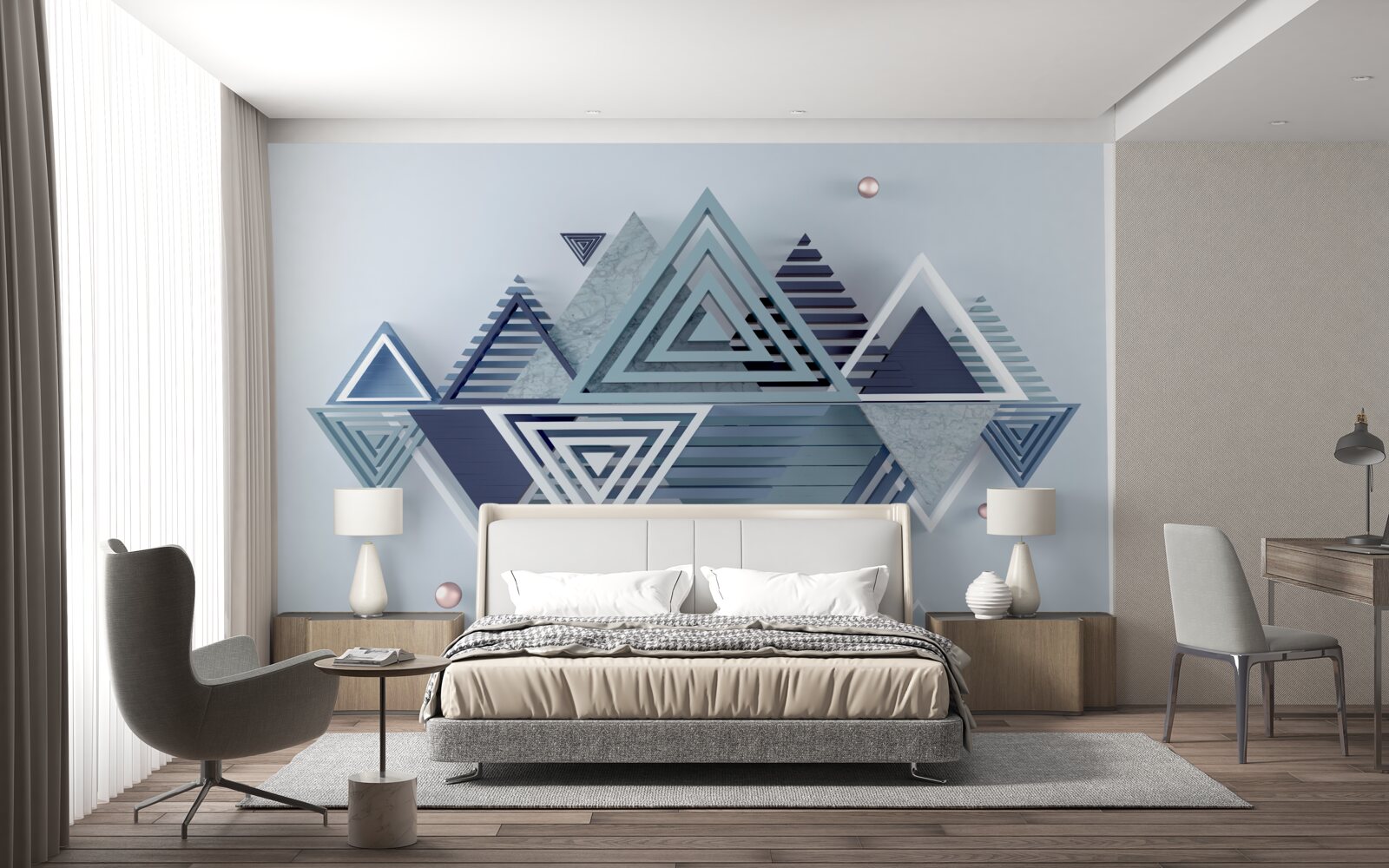 Papier peint formes triangulaires tridimensionnelles modernes