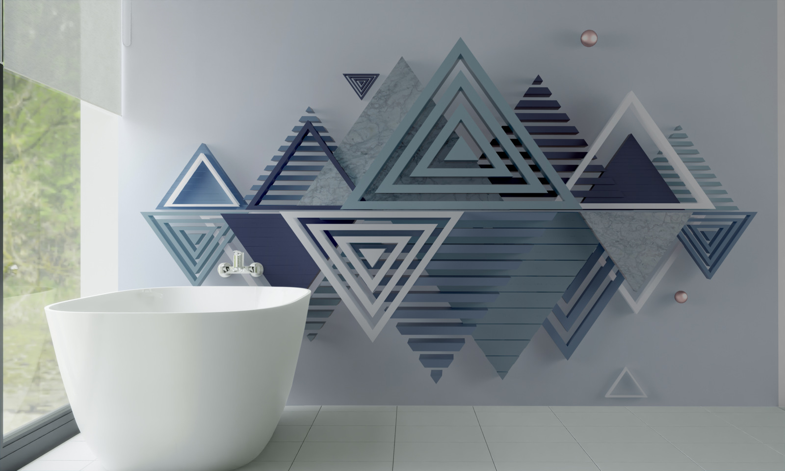 Papier peint formes triangulaires tridimensionnelles modernes