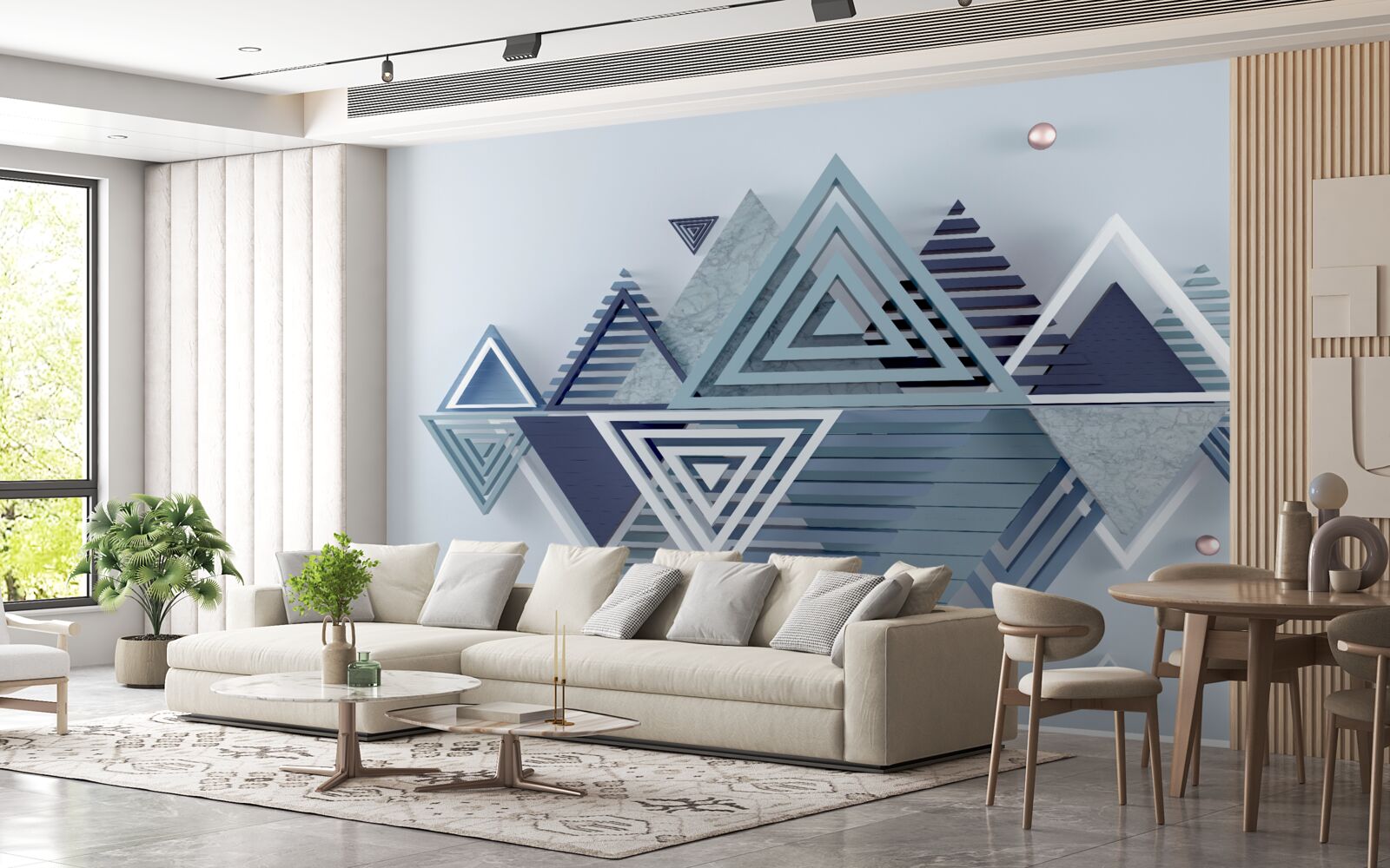 Papier peint formes triangulaires tridimensionnelles modernes