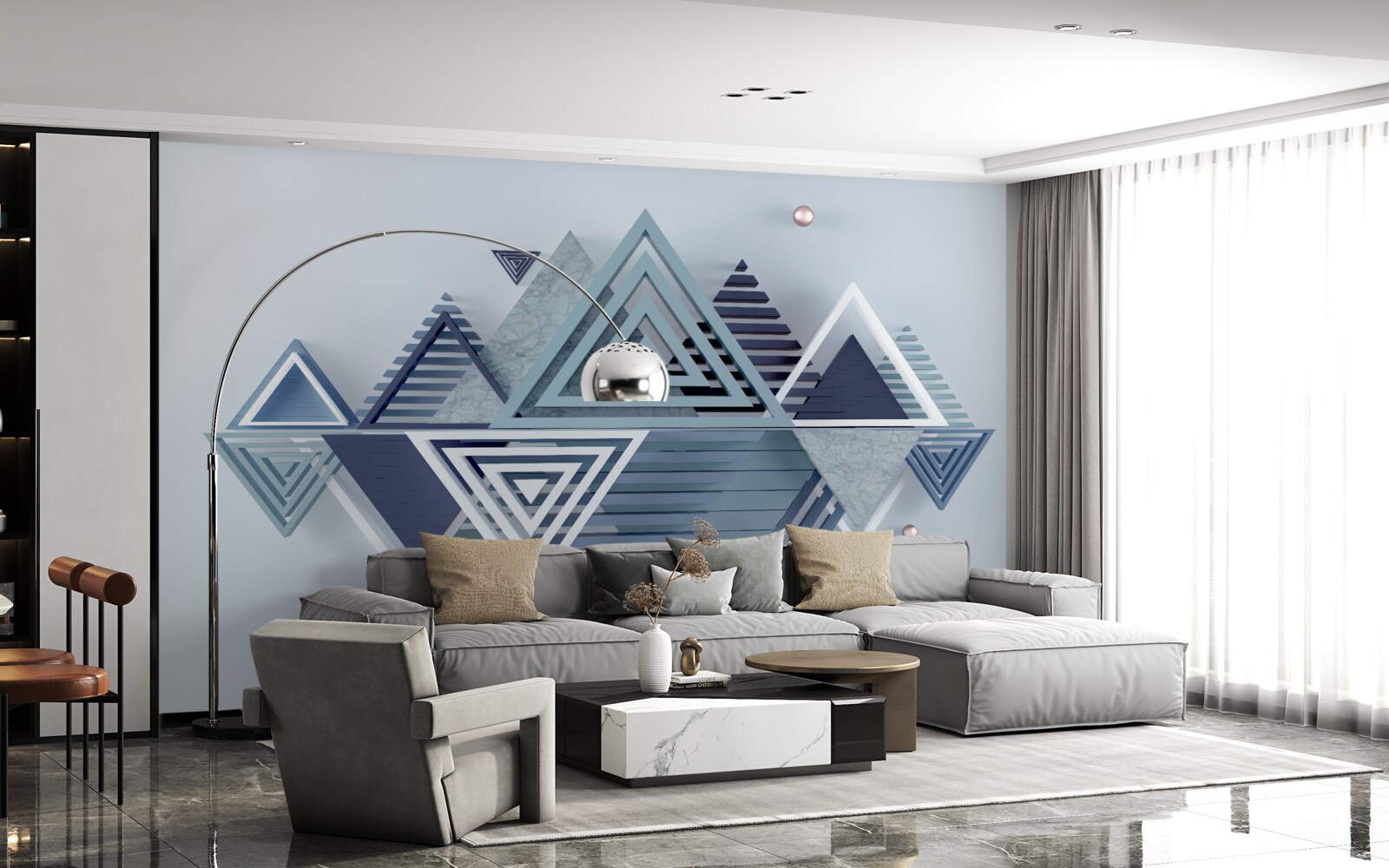 Papier peint formes triangulaires tridimensionnelles modernes