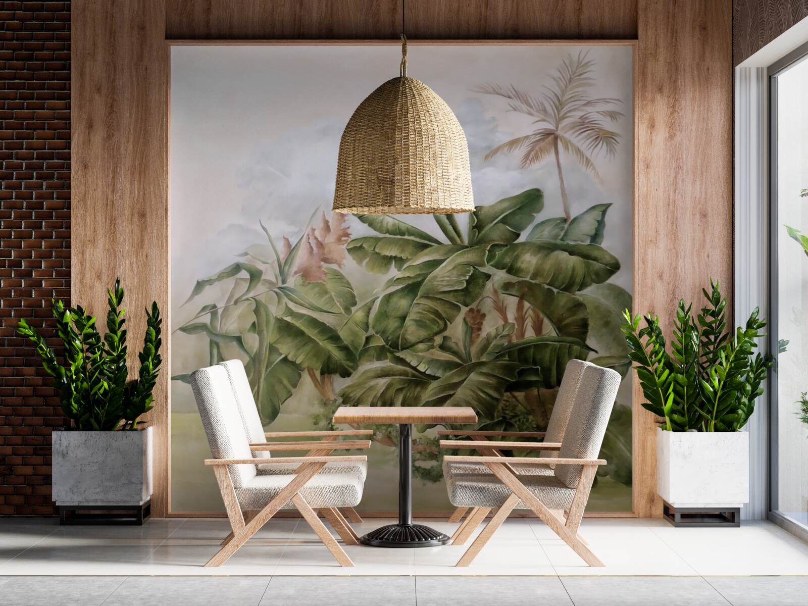 Papier peint grandes plantes tropicales