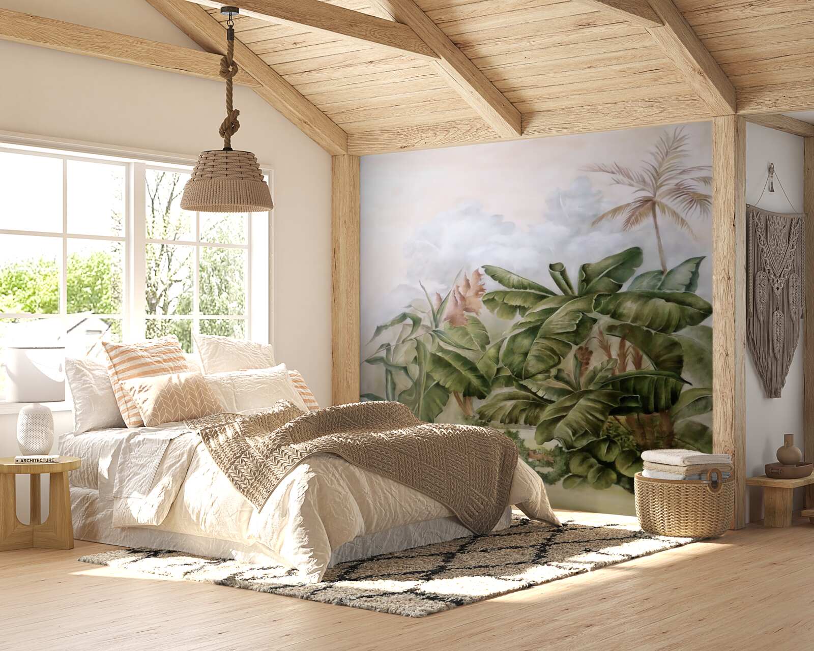 Papier peint grandes plantes tropicales