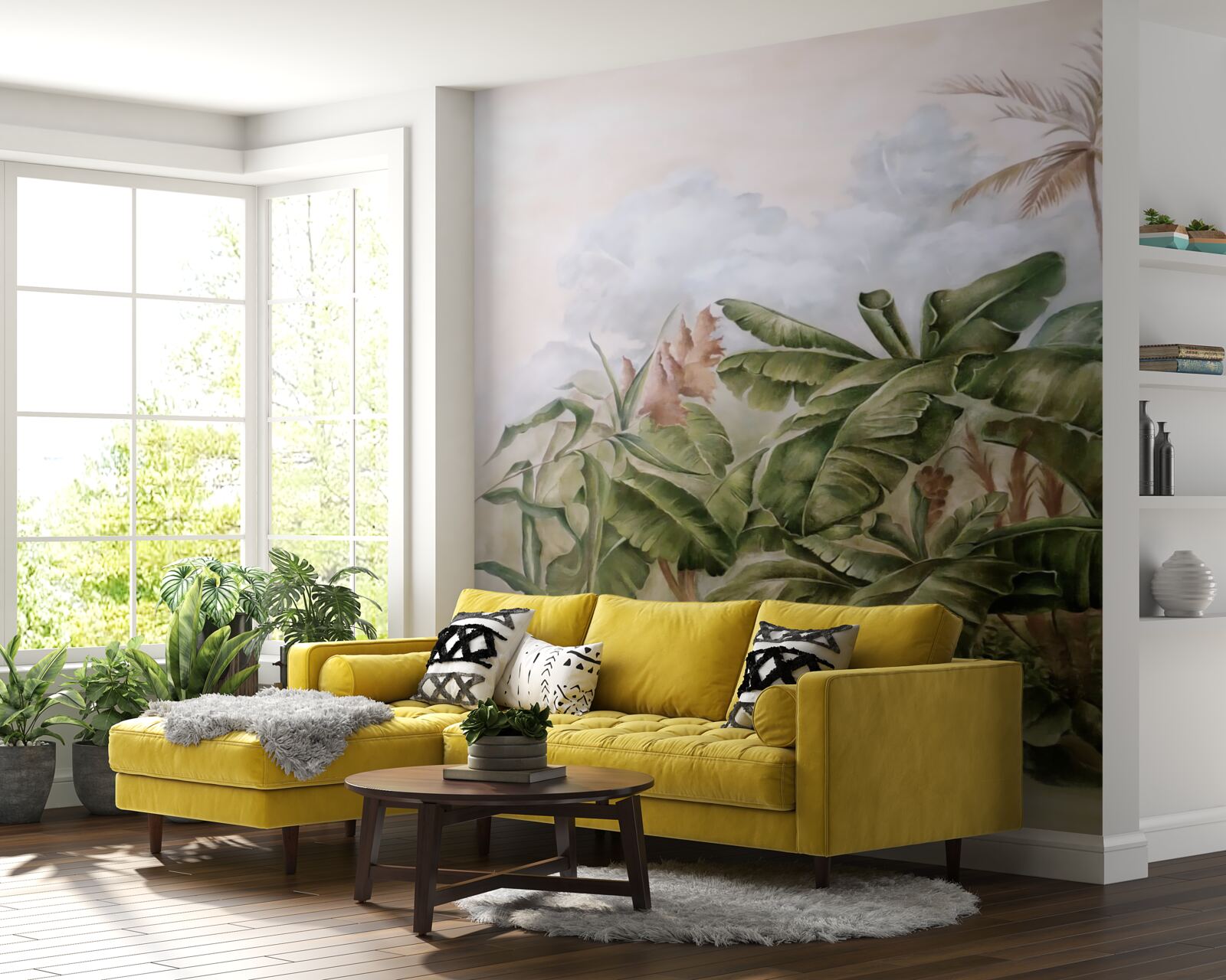 Papier peint grandes plantes tropicales