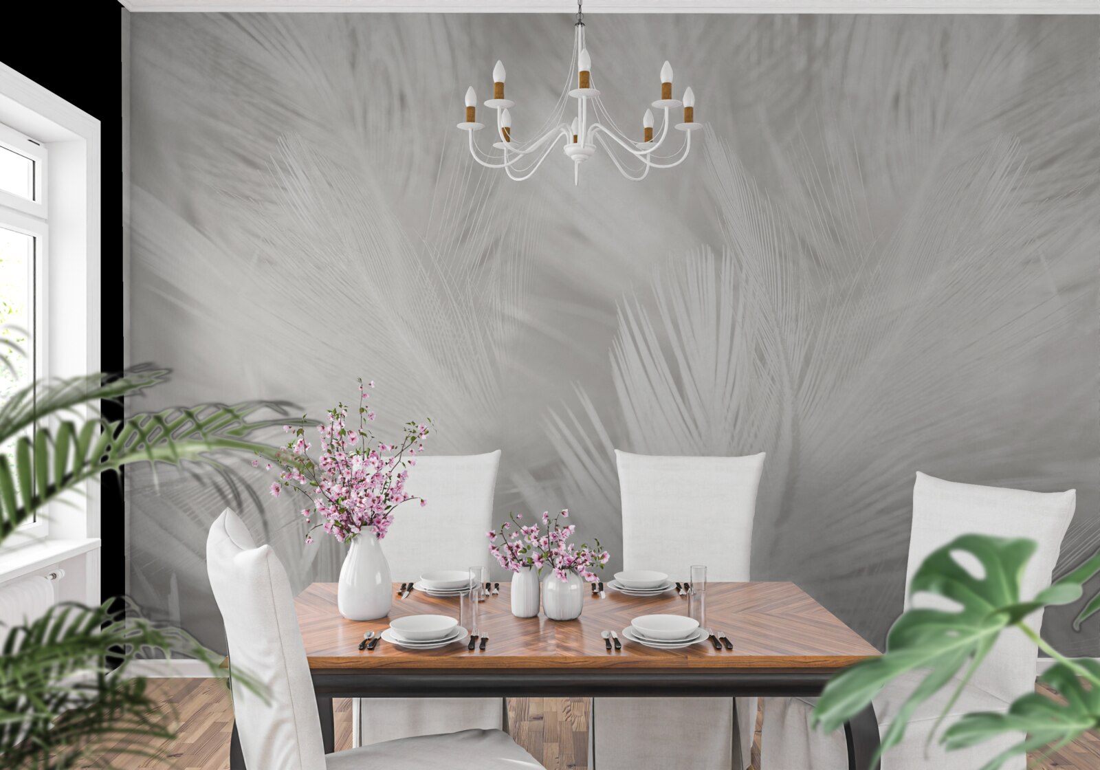 Papier peint de nombreuses plumes blanches