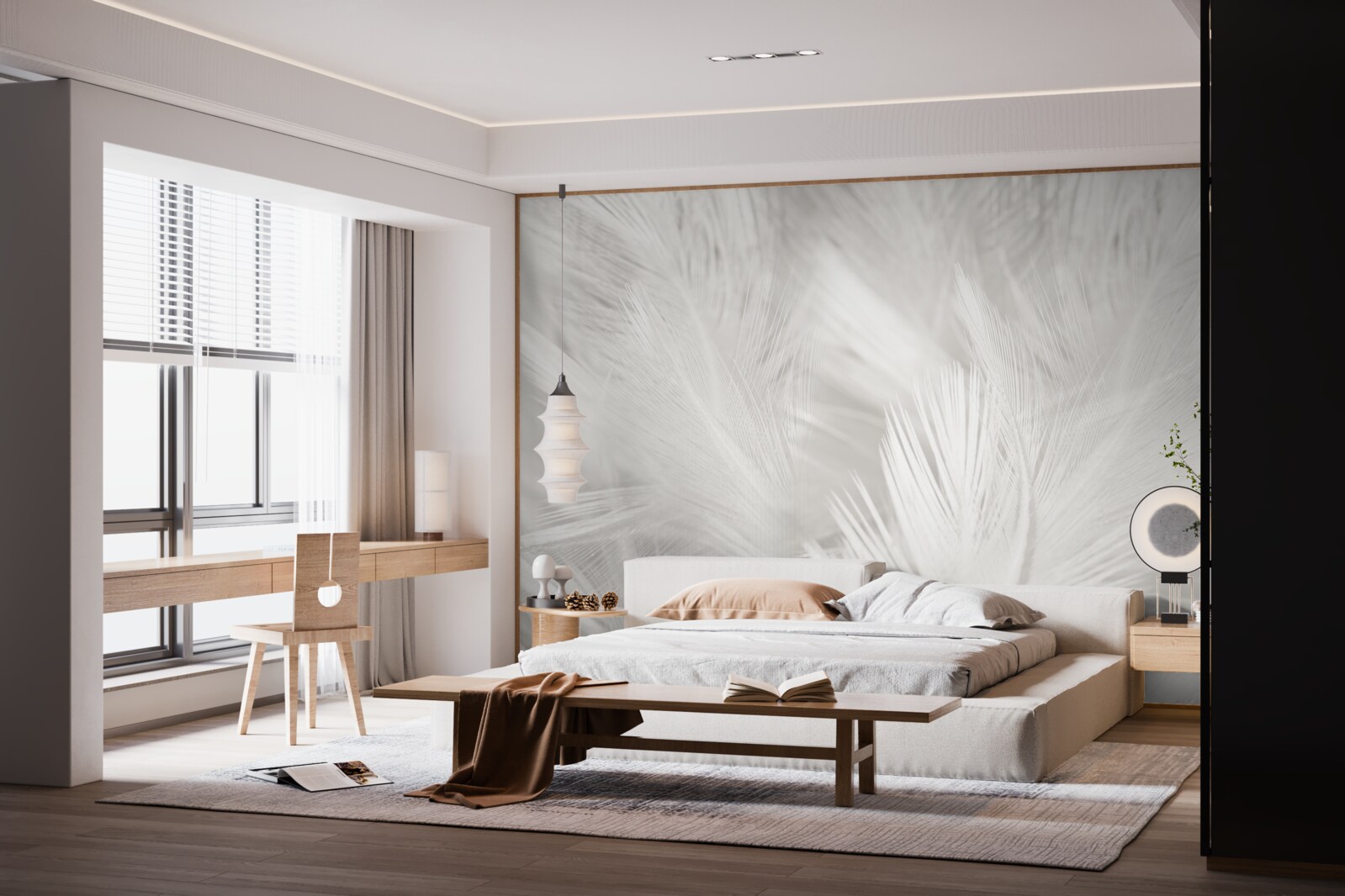 Papier peint de nombreuses plumes blanches