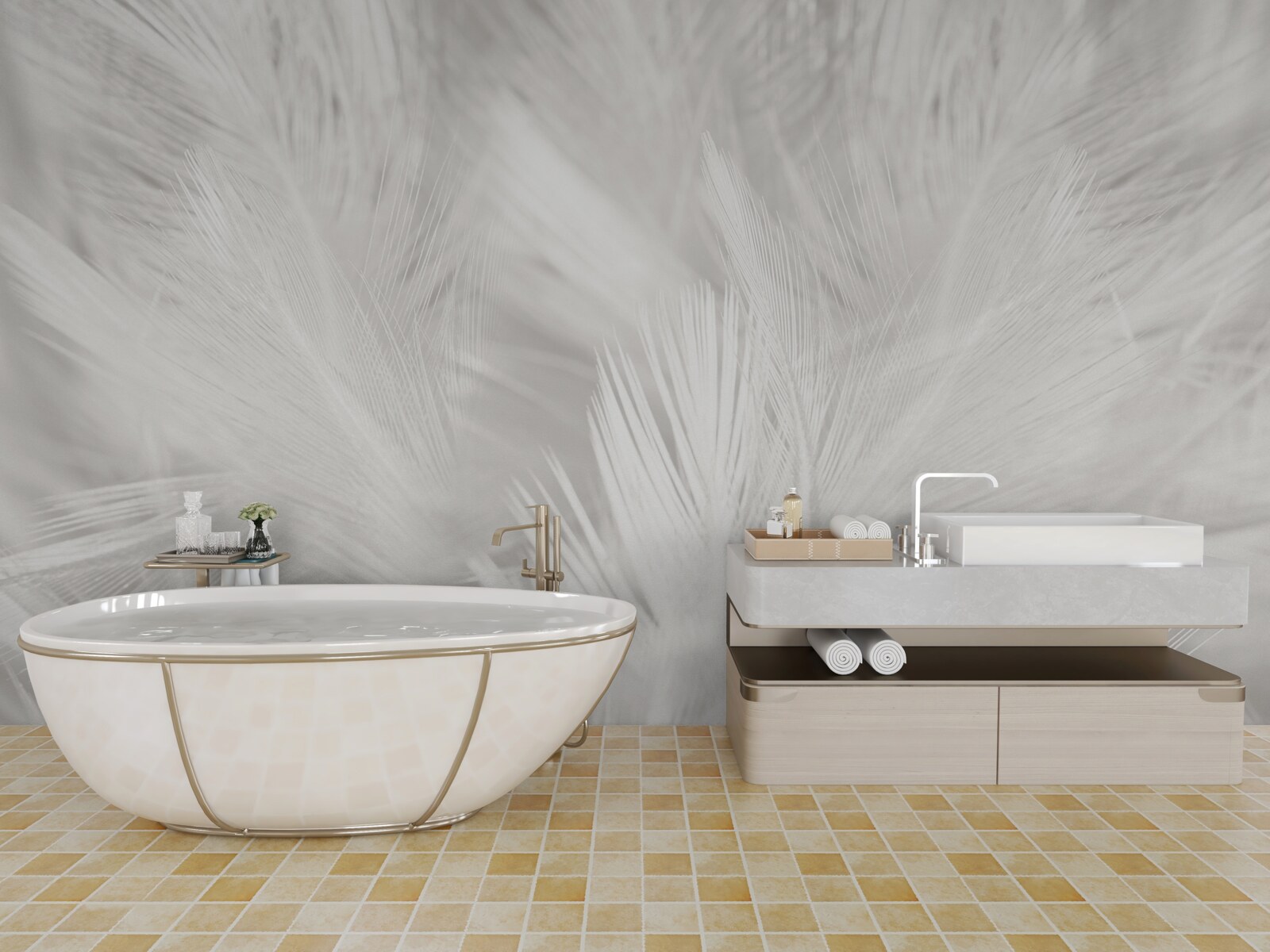 Papier peint de nombreuses plumes blanches