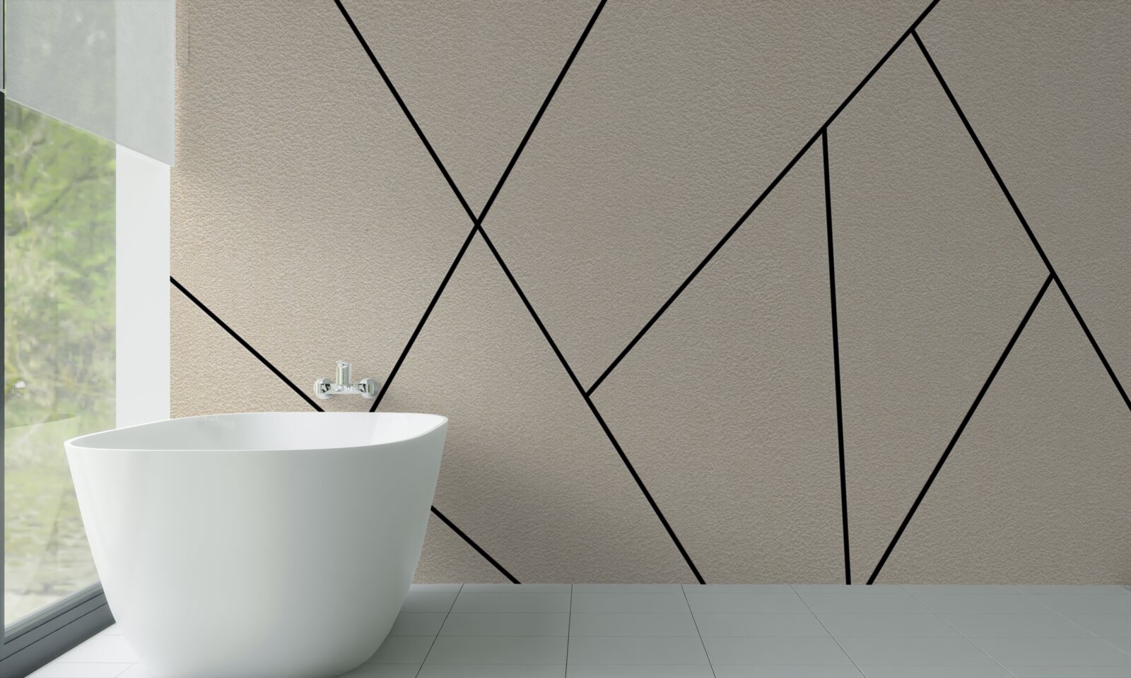 Papier peint mur clair avec des lignes noires lisses