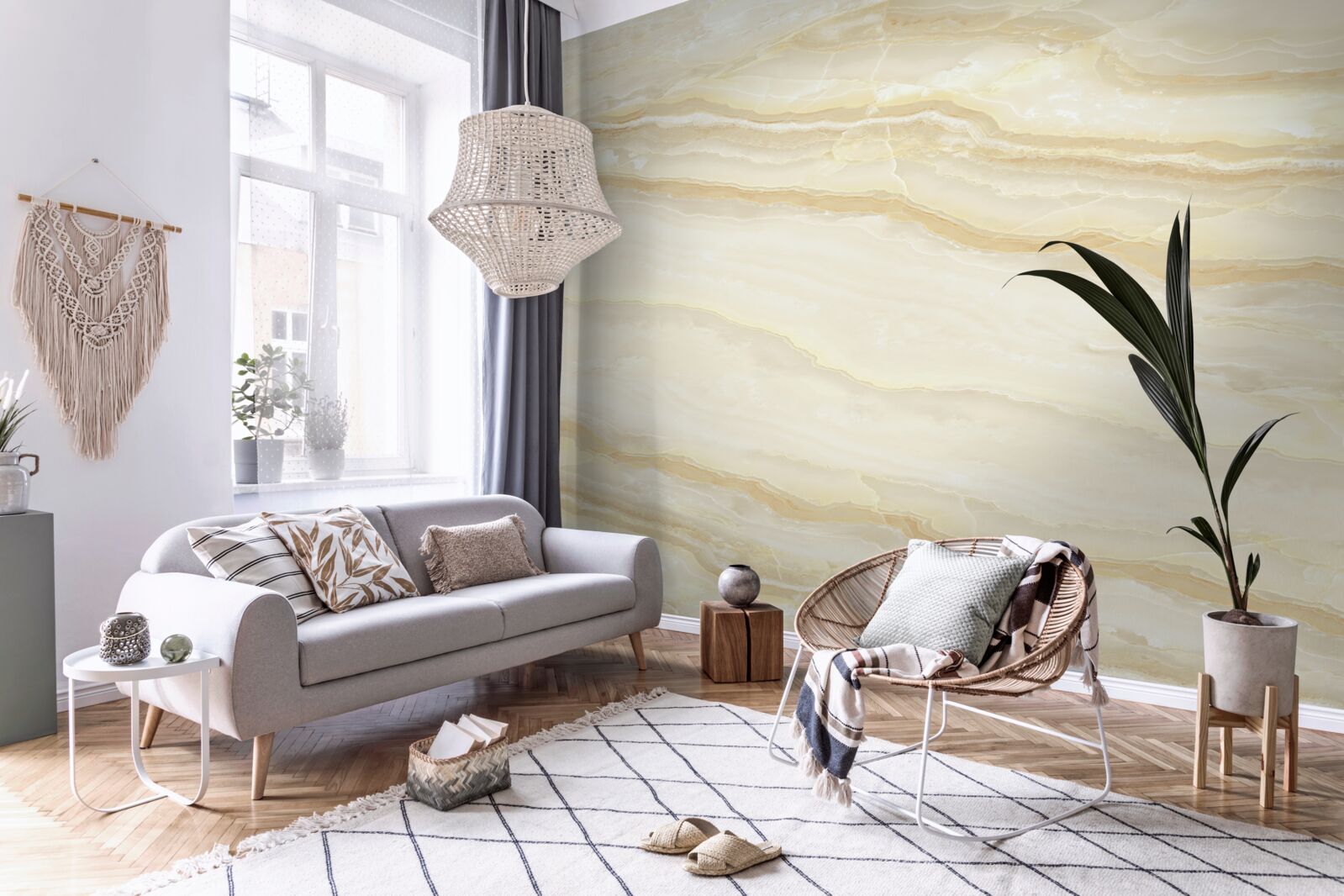 Papier peint carreaux de porcelaine beige