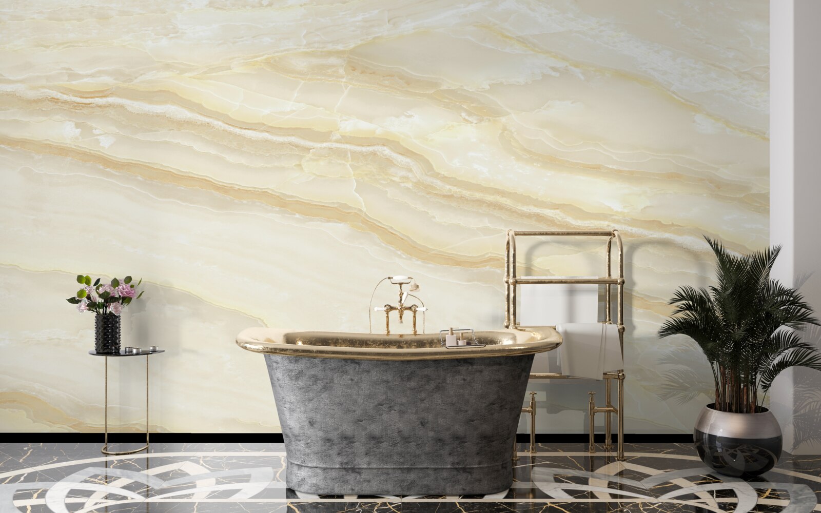 Papier peint carreaux de porcelaine beige