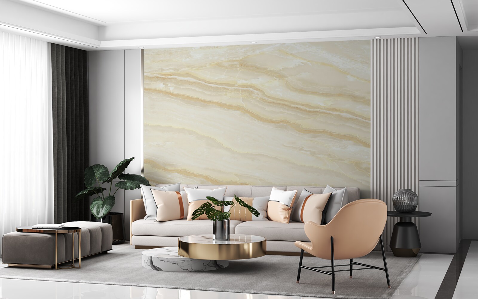 Papier peint carreaux de porcelaine beige