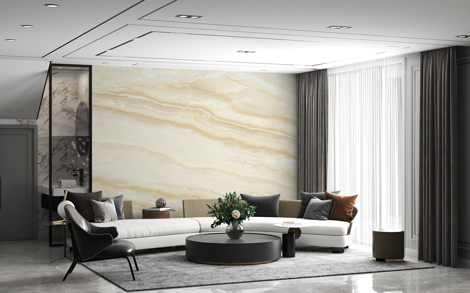 Papier peint carreaux de porcelaine beige