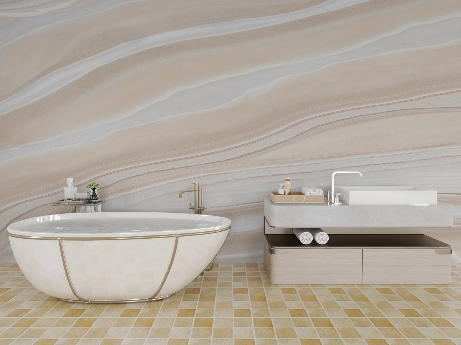 Papier peint carreaux de céramique brillants