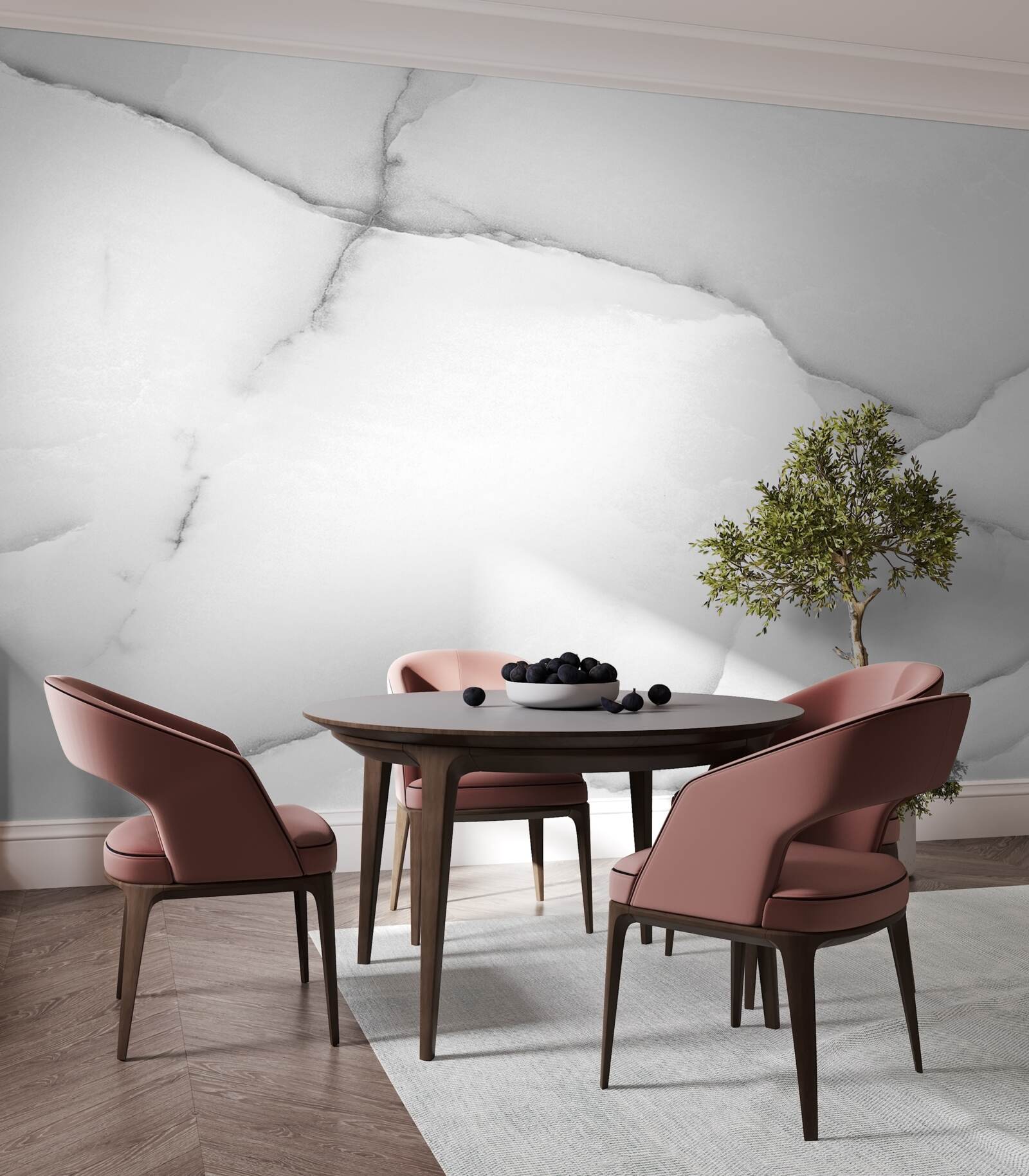 Papier peint motif de marbre blanc naturel