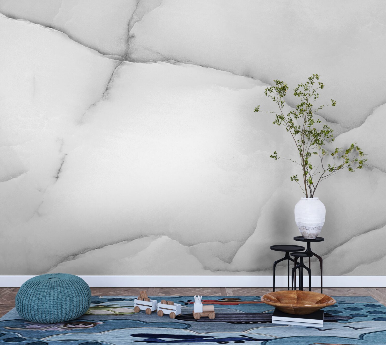 Papier peint motif de marbre blanc naturel