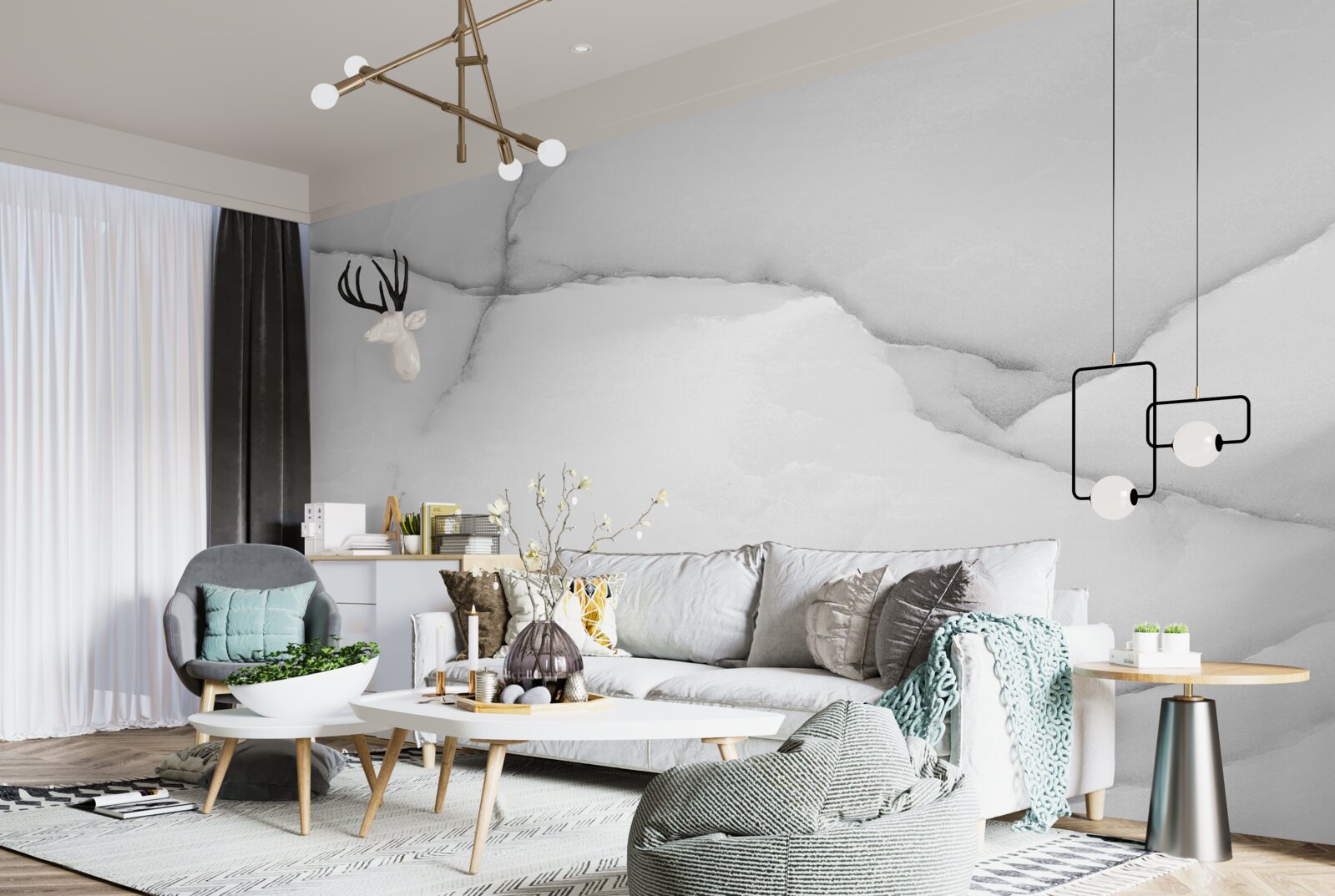 Papier peint motif de marbre blanc naturel