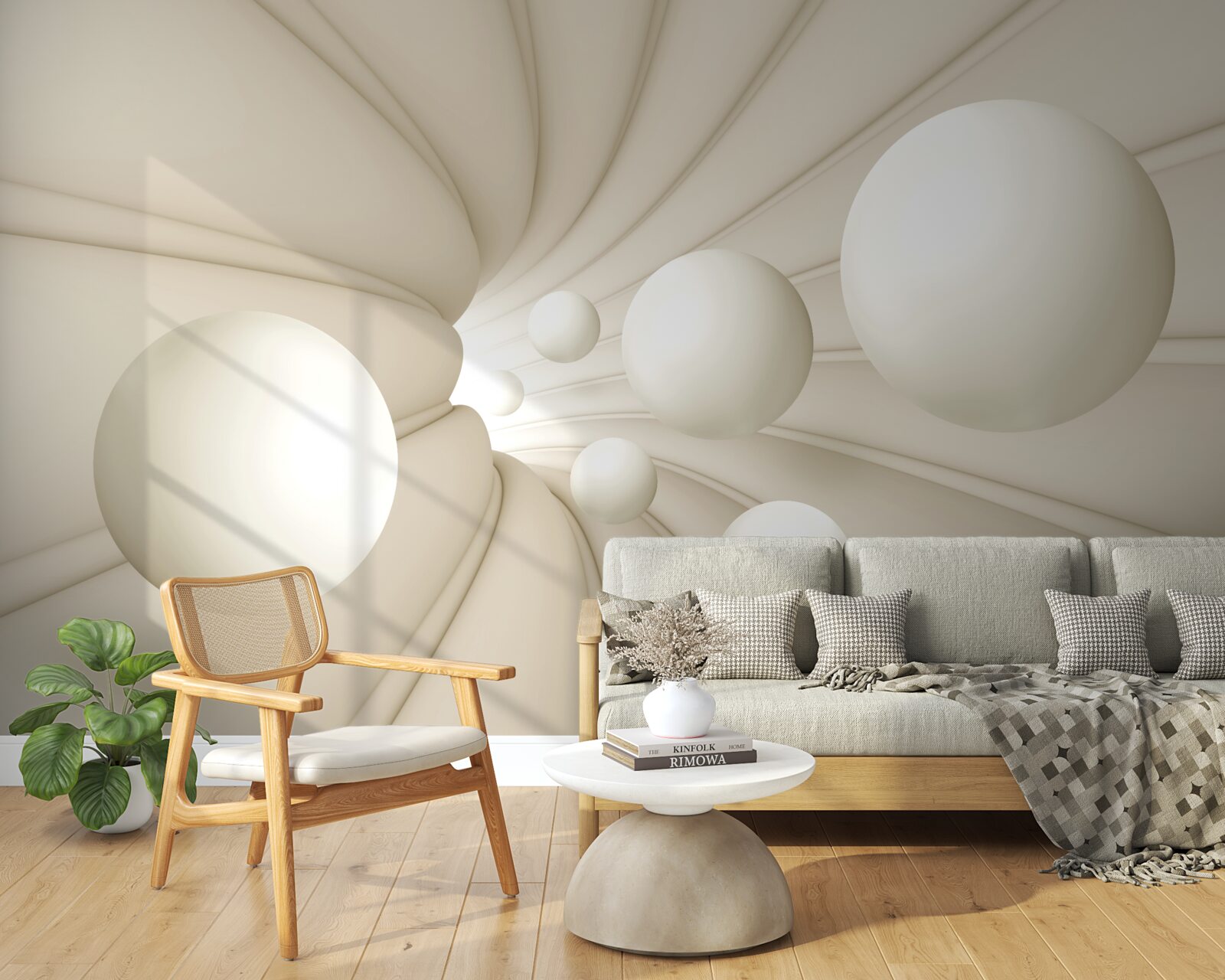 Papier peint des boules blanches de tailles et de formes variées