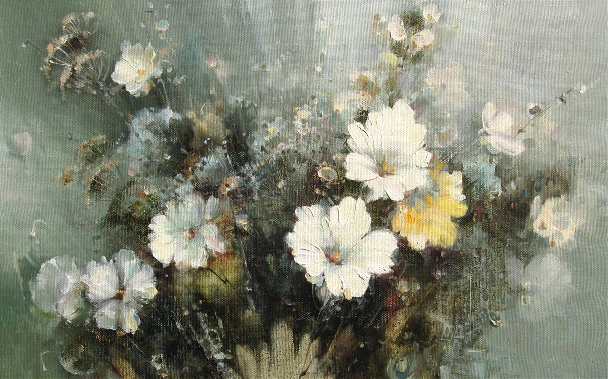 Papier peint composition de différents types de fleurs