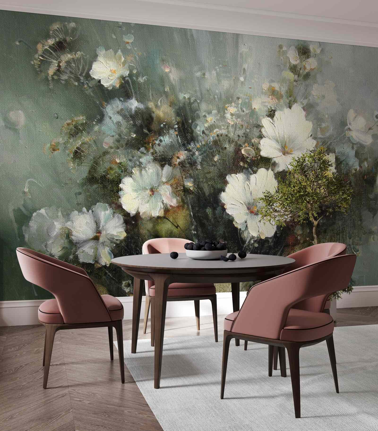 Papier peint composition de différents types de fleurs