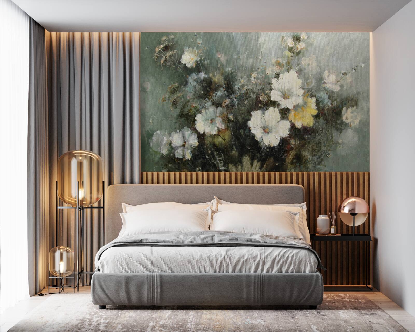 Papier peint composition de différents types de fleurs