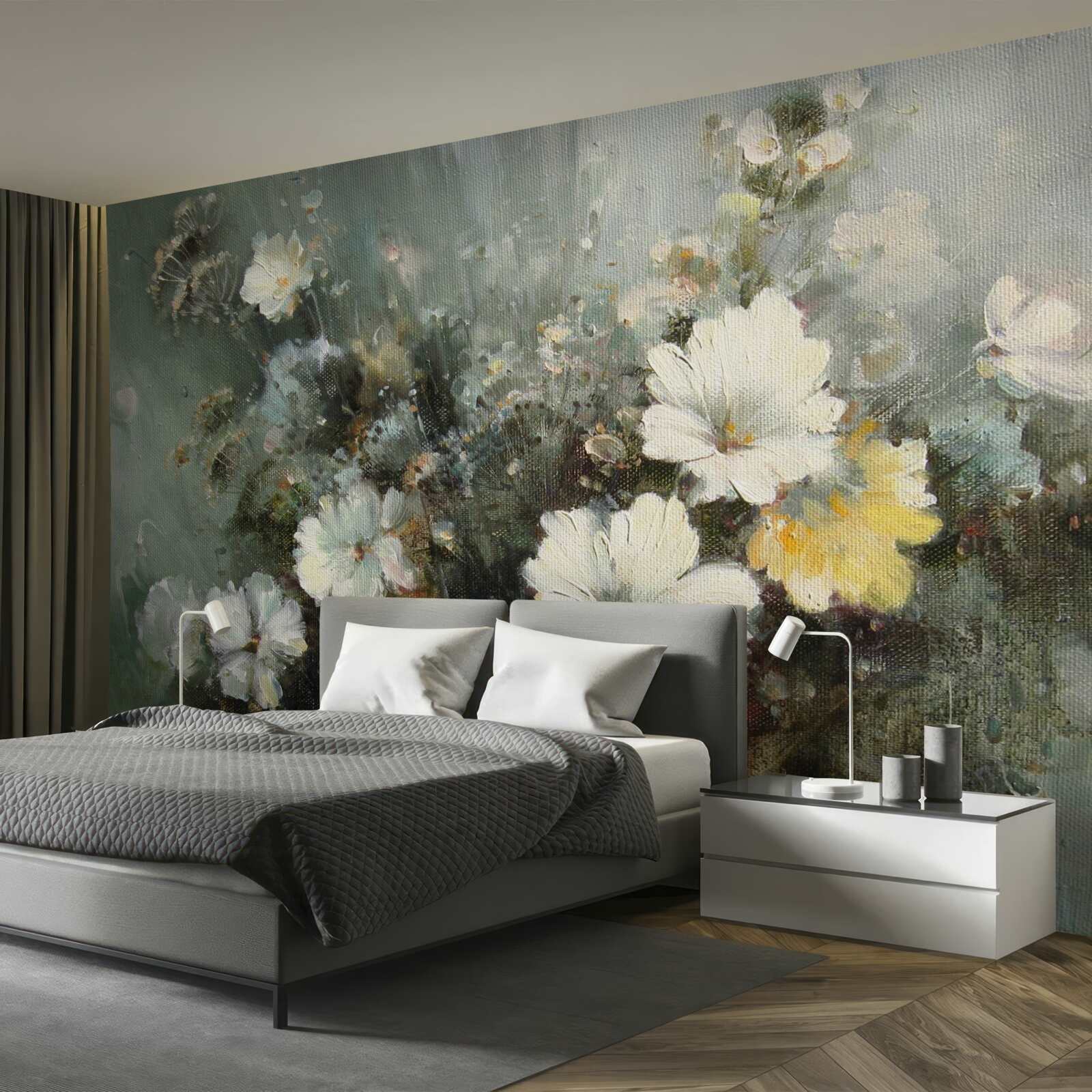 Papier peint composition de différents types de fleurs