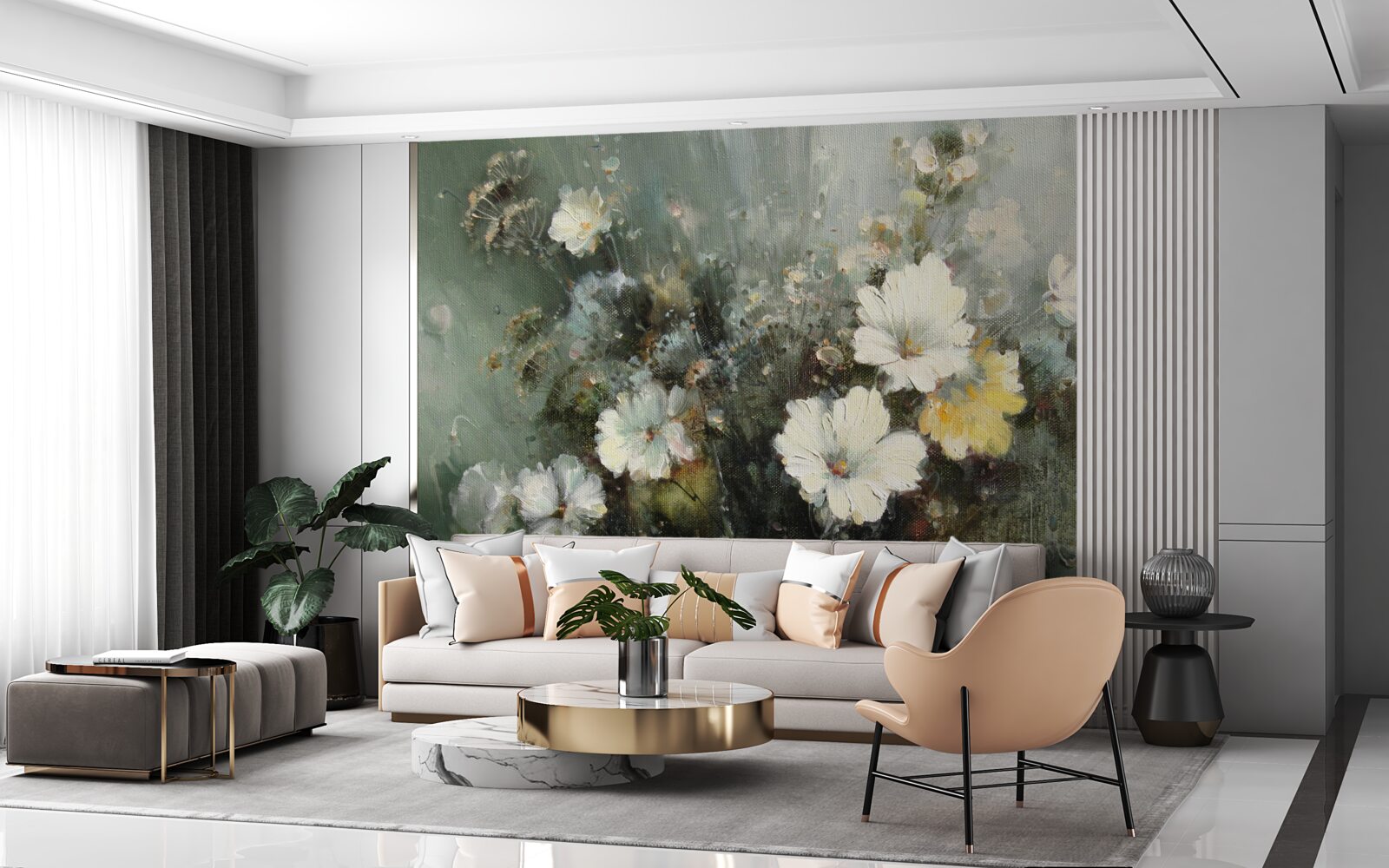 Papier peint composition de différents types de fleurs