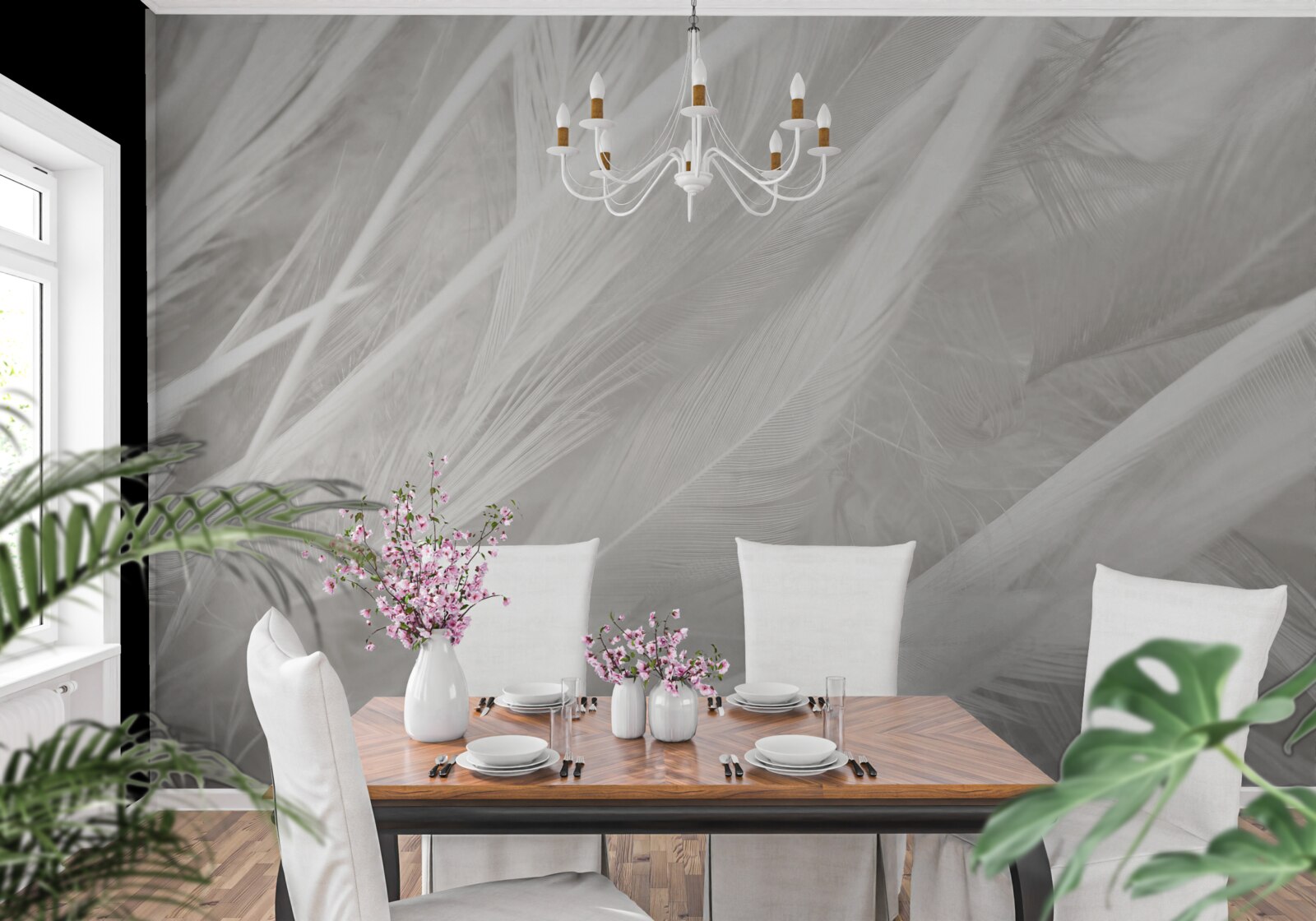 Papier peint un grand nombre de plumes claires