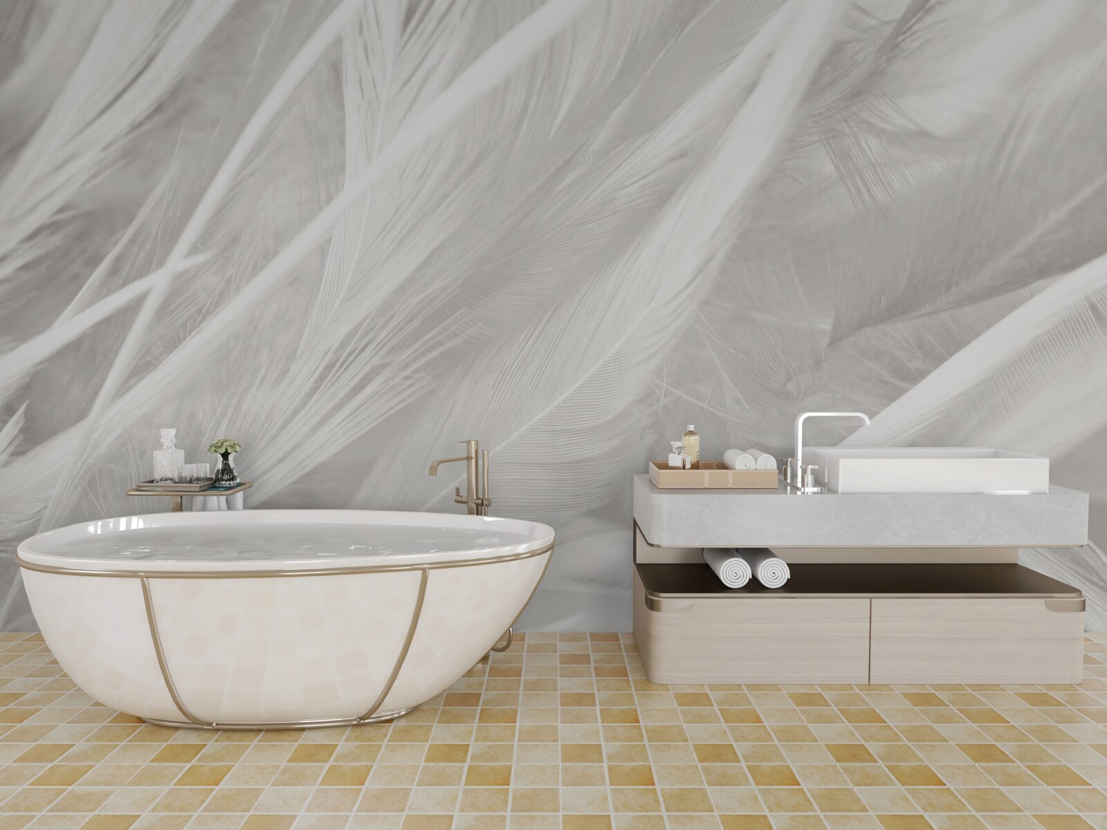 Papier peint un grand nombre de plumes claires