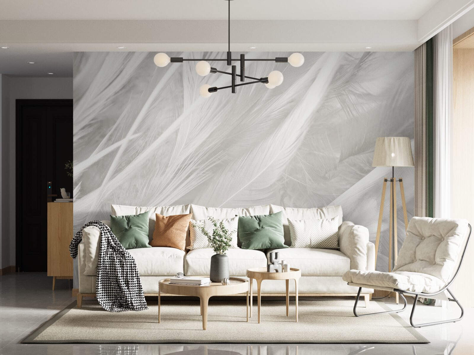 Papier peint un grand nombre de plumes claires