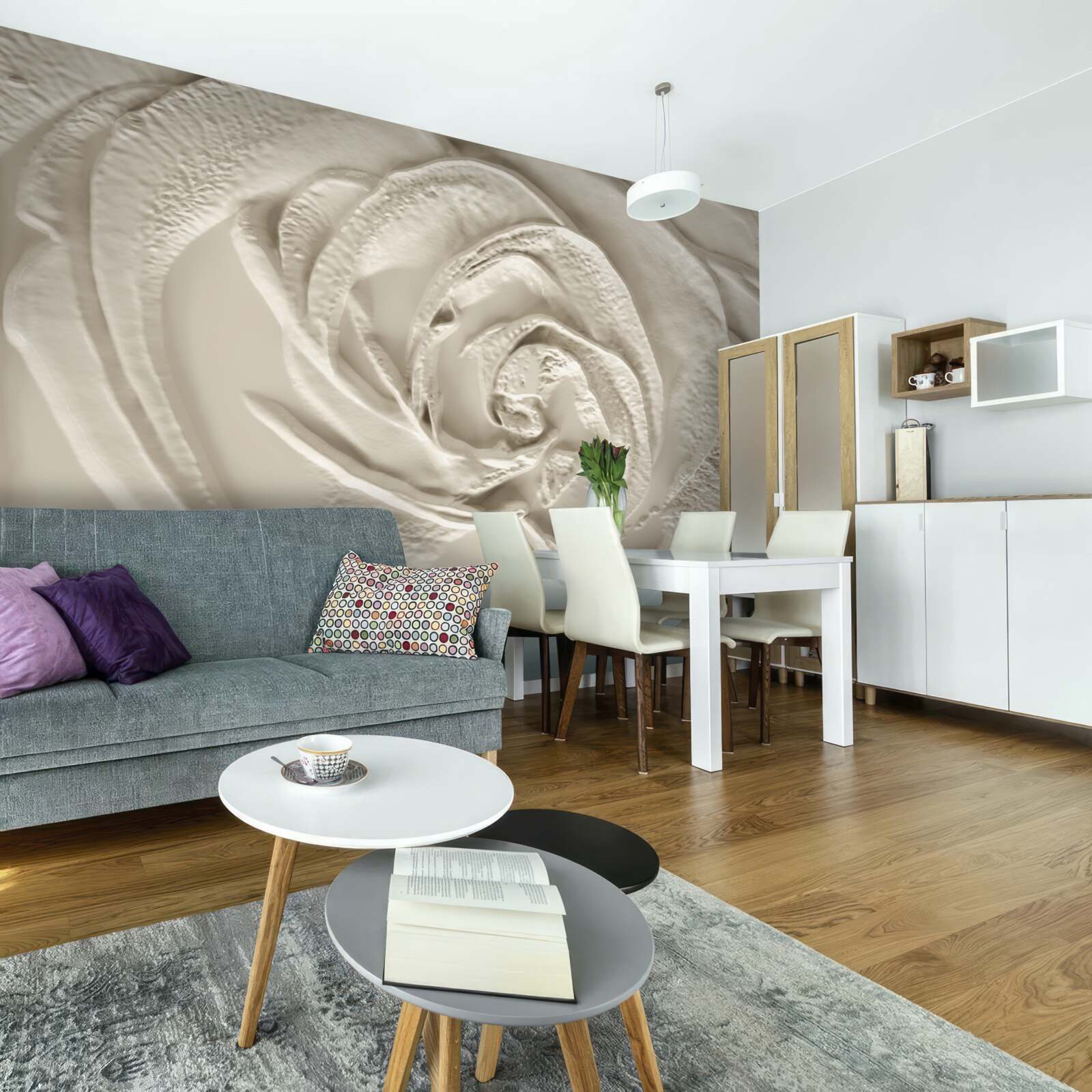 Papier peint Relief en plâtre représentant une rose