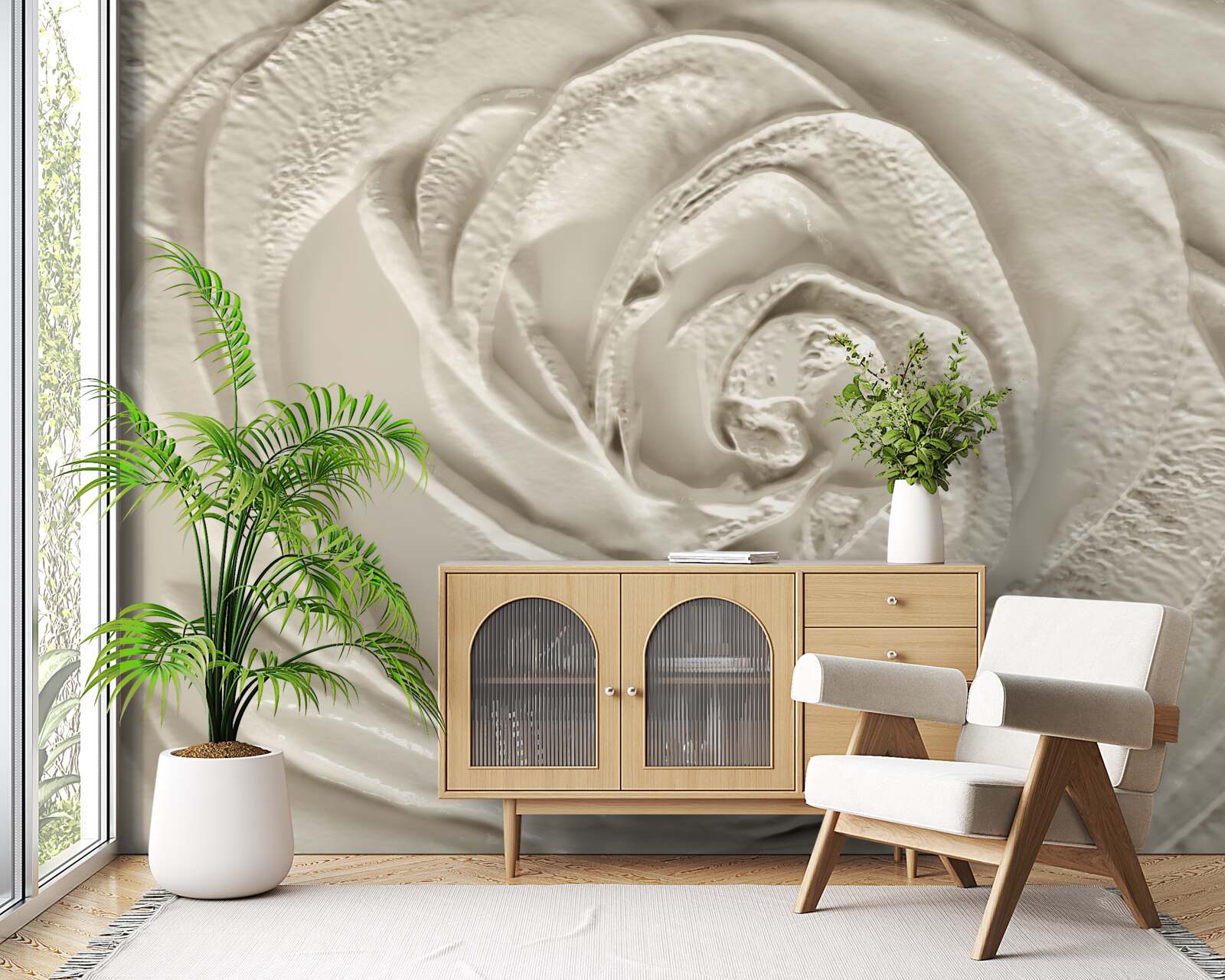 Papier peint Relief en plâtre représentant une rose