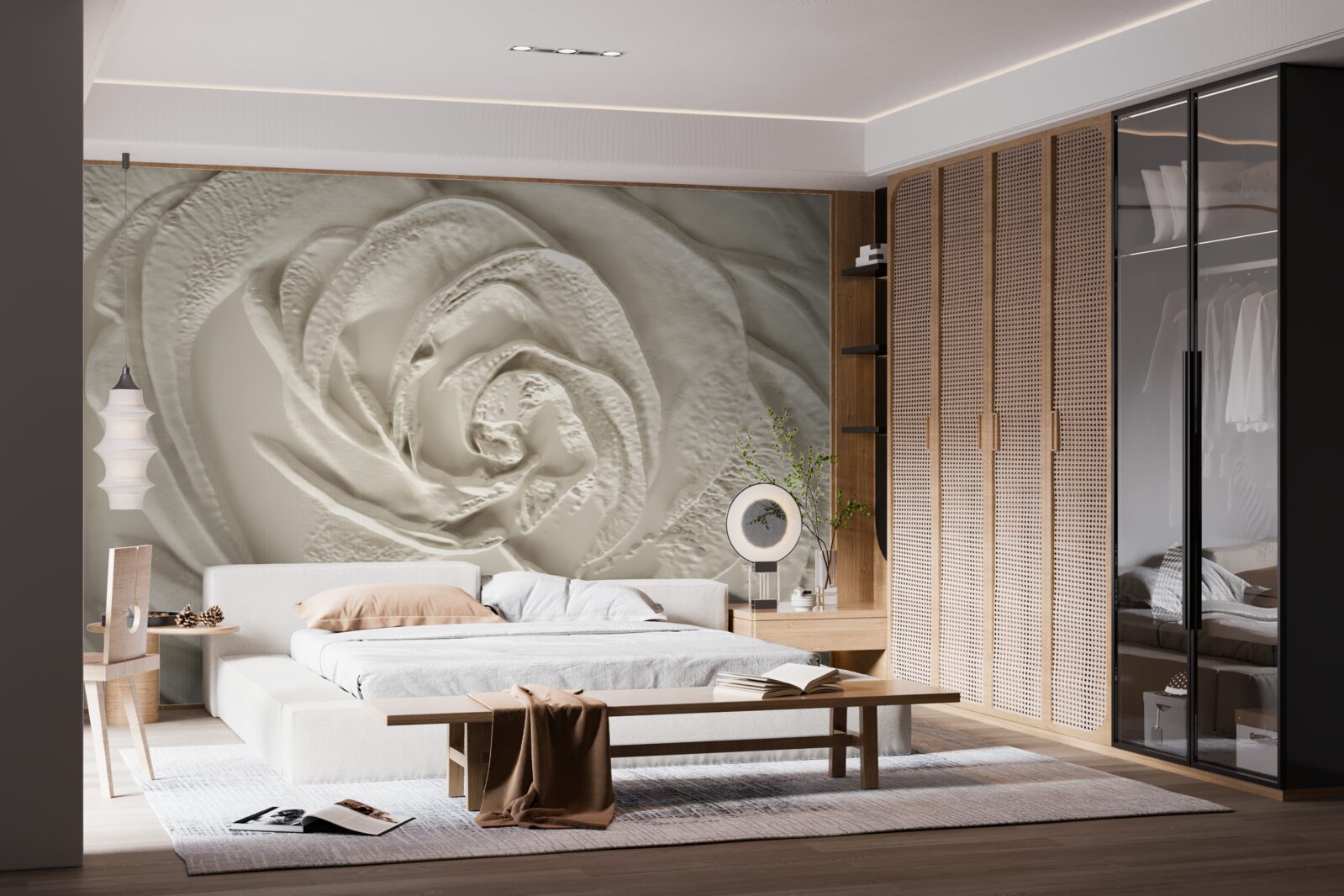 Papier peint Relief en plâtre représentant une rose