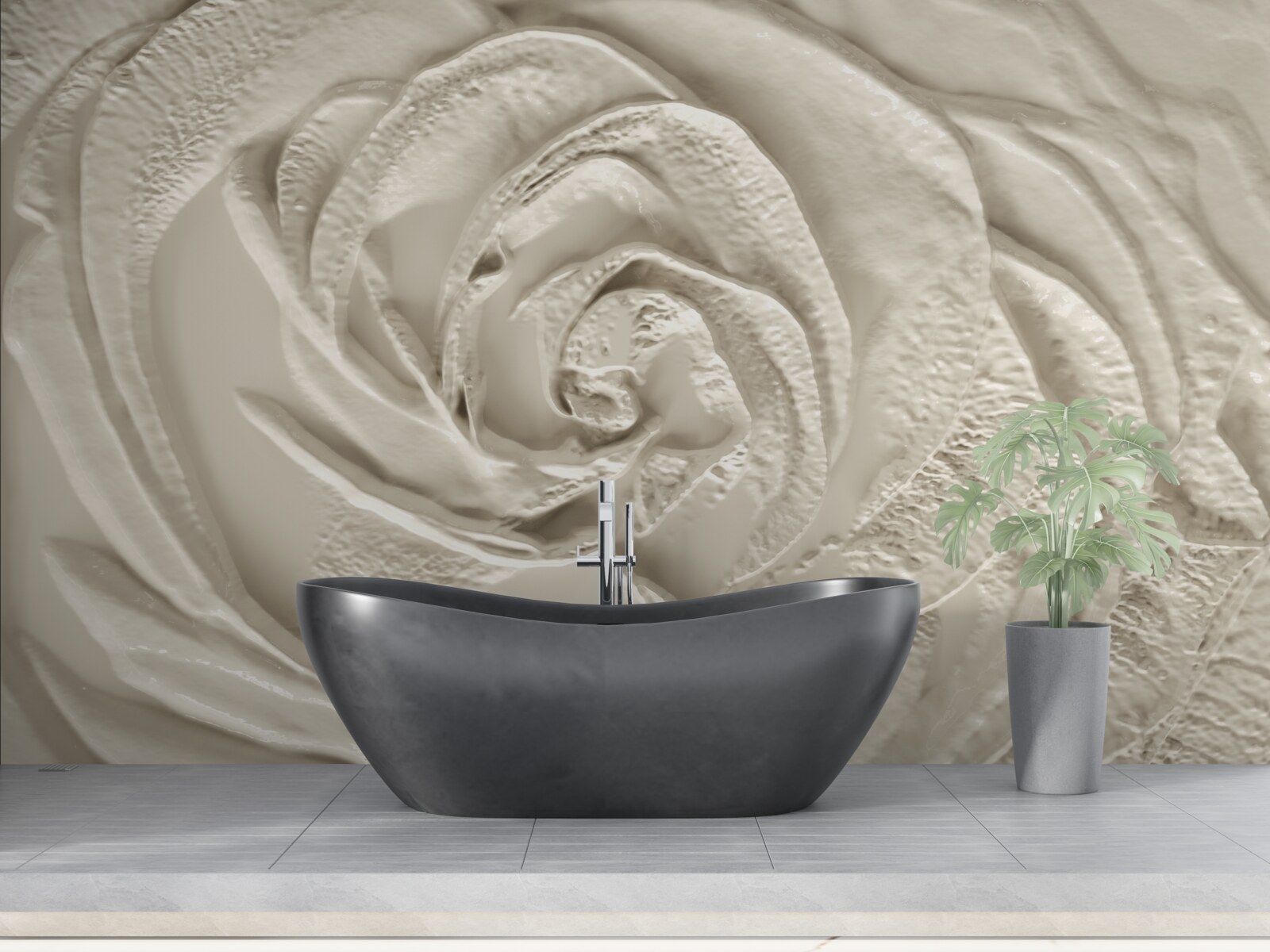 Papier peint Relief en plâtre représentant une rose