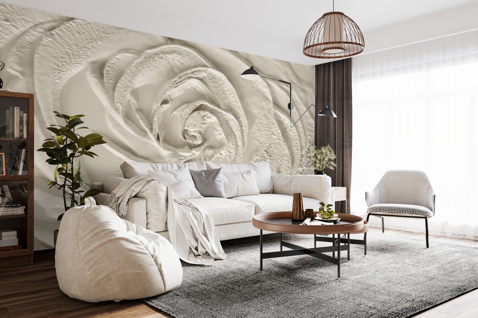 Papier peint Relief en plâtre représentant une rose