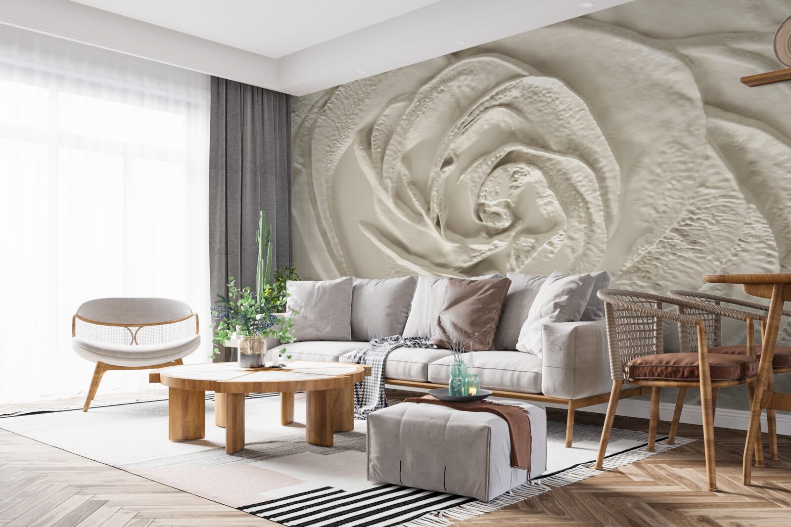 Papier peint Relief en plâtre représentant une rose