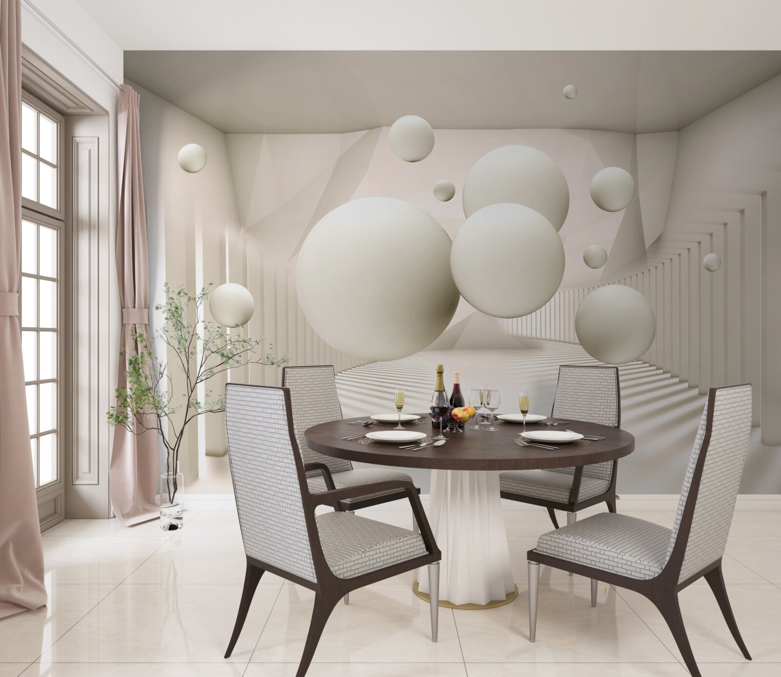 Papier peint roues flottantes blanc neige