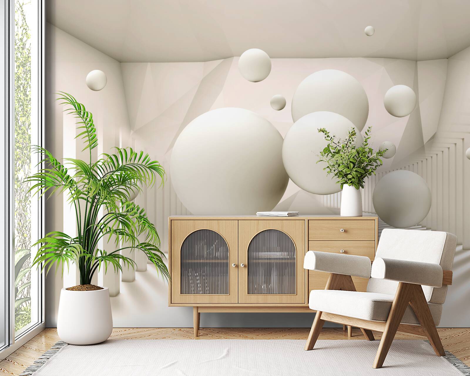 Papier peint roues flottantes blanc neige