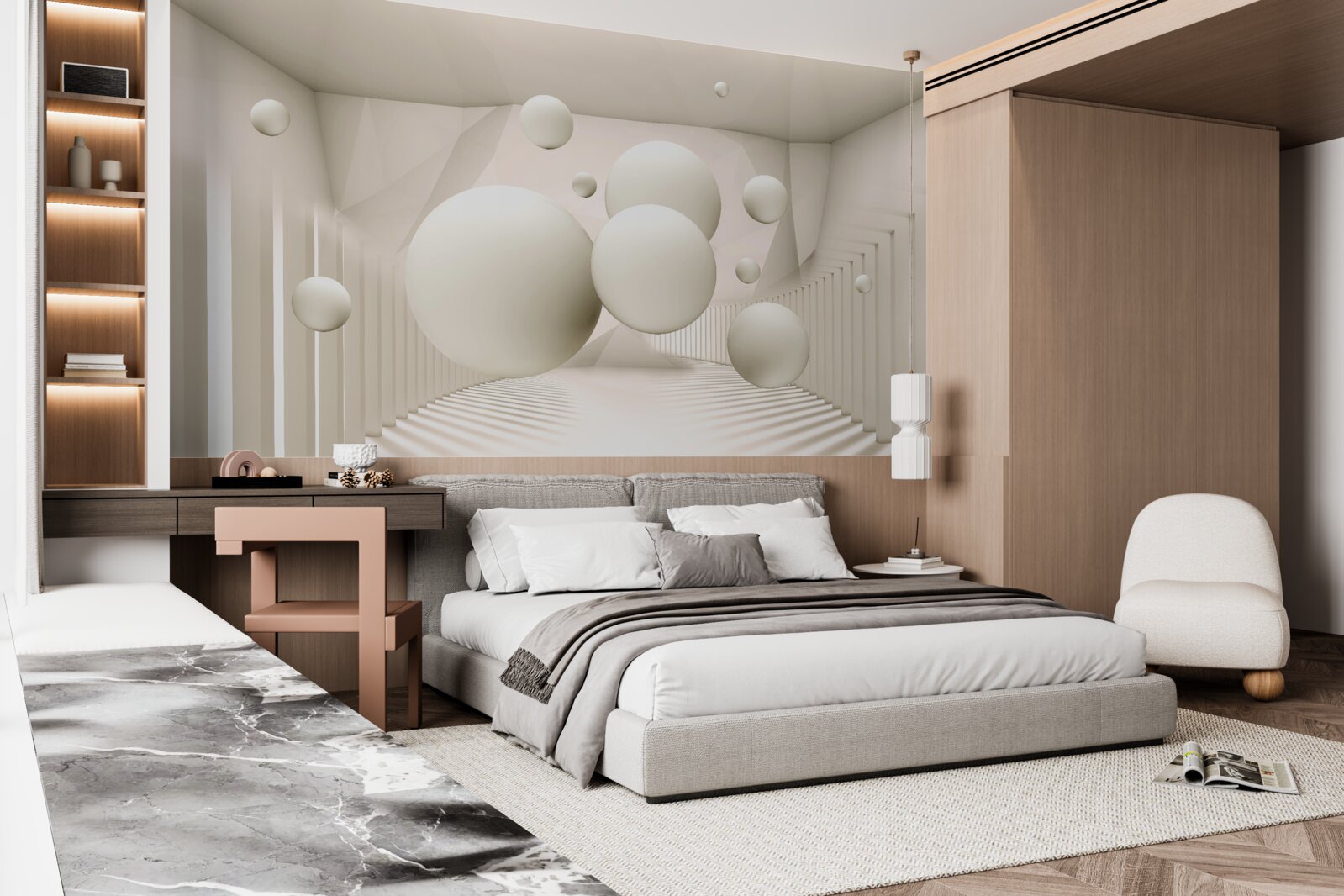 Papier peint roues flottantes blanc neige