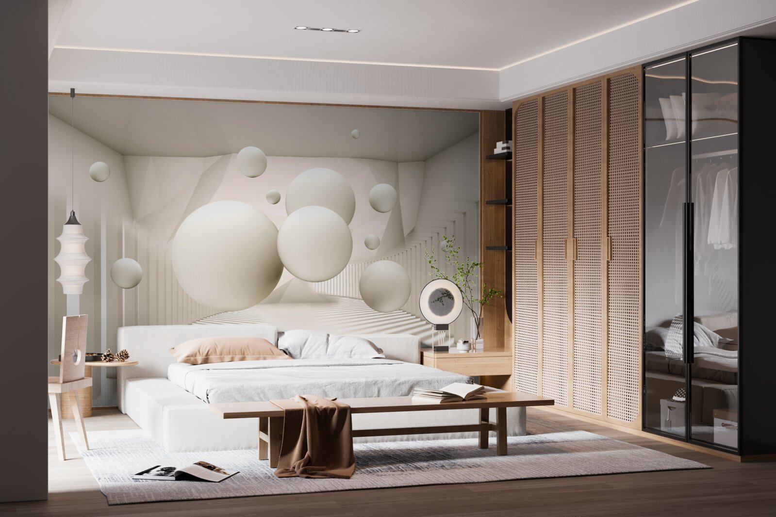 Papier peint roues flottantes blanc neige