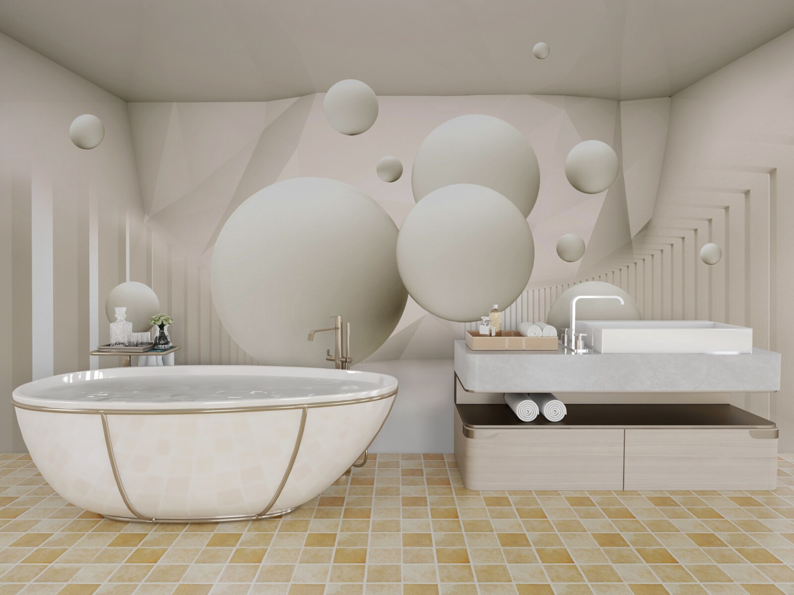 Papier peint roues flottantes blanc neige