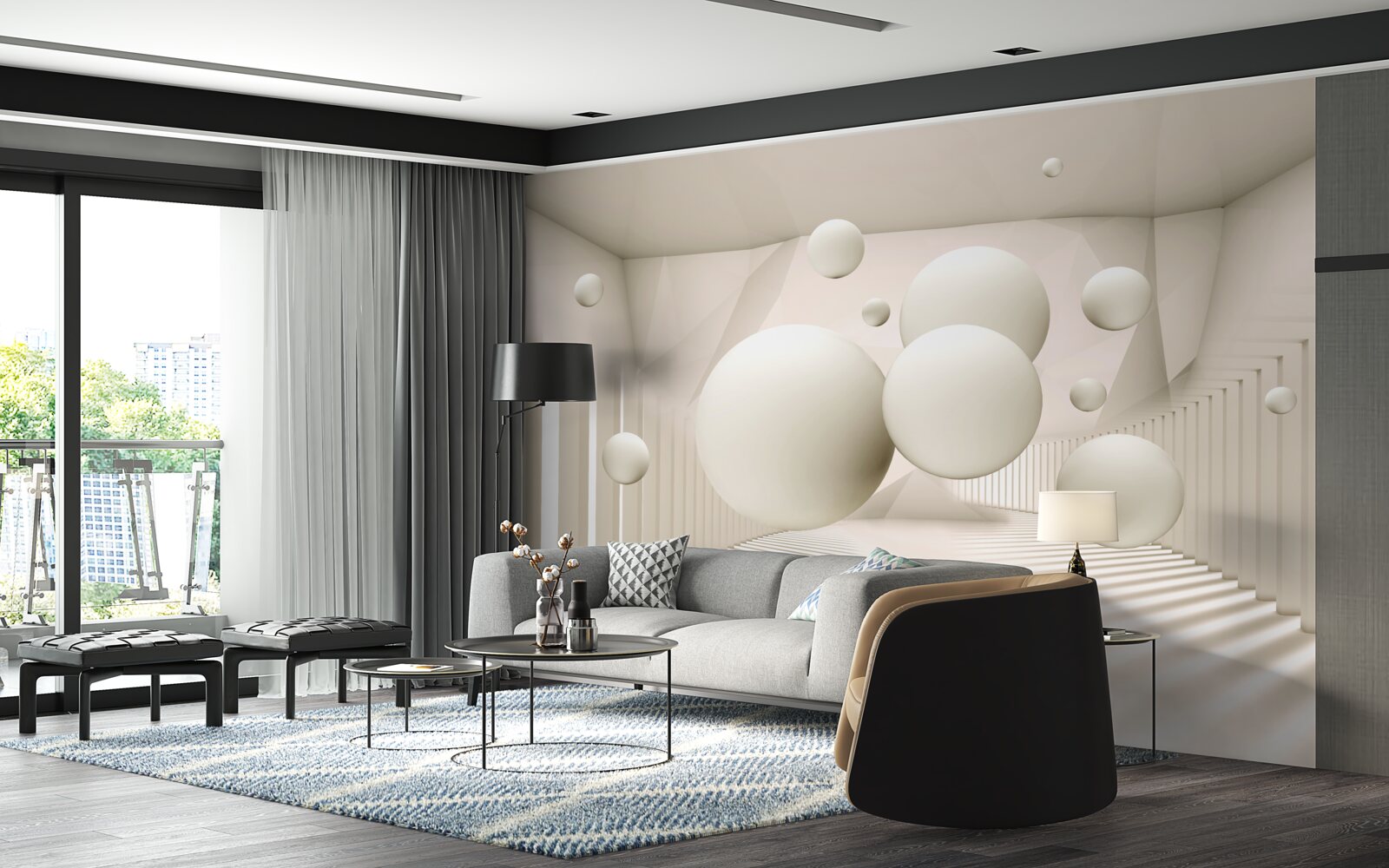 Papier peint roues flottantes blanc neige