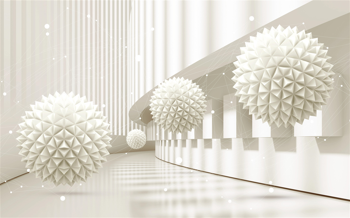 Papier peint ballons blancs avec un motif tridimensionnel